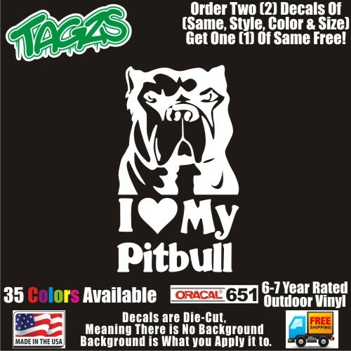 I Love My Pitbull V1 DieCut Vinyl Window Decal Sticker Car Truck SUV JDM