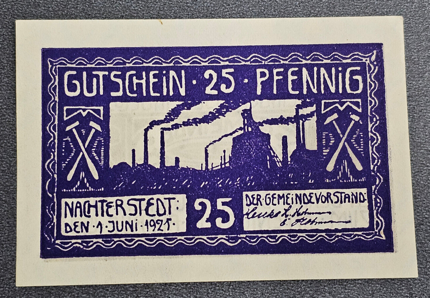 NACHTERSTEDT NOTGELD 25 PFENNIG 1921 EMERGENCY MONEY GERMANY [🇩🇪34767]