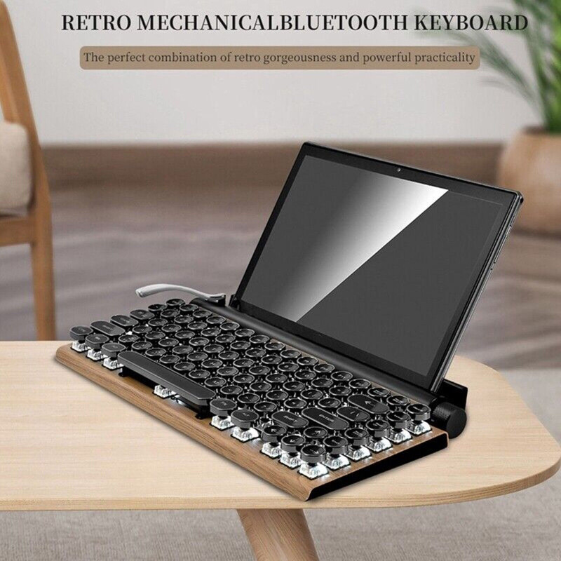 Retro Typewriter Keyboard Wireless Bluetooth Mechanical Keyboards 83 Keys NEW
