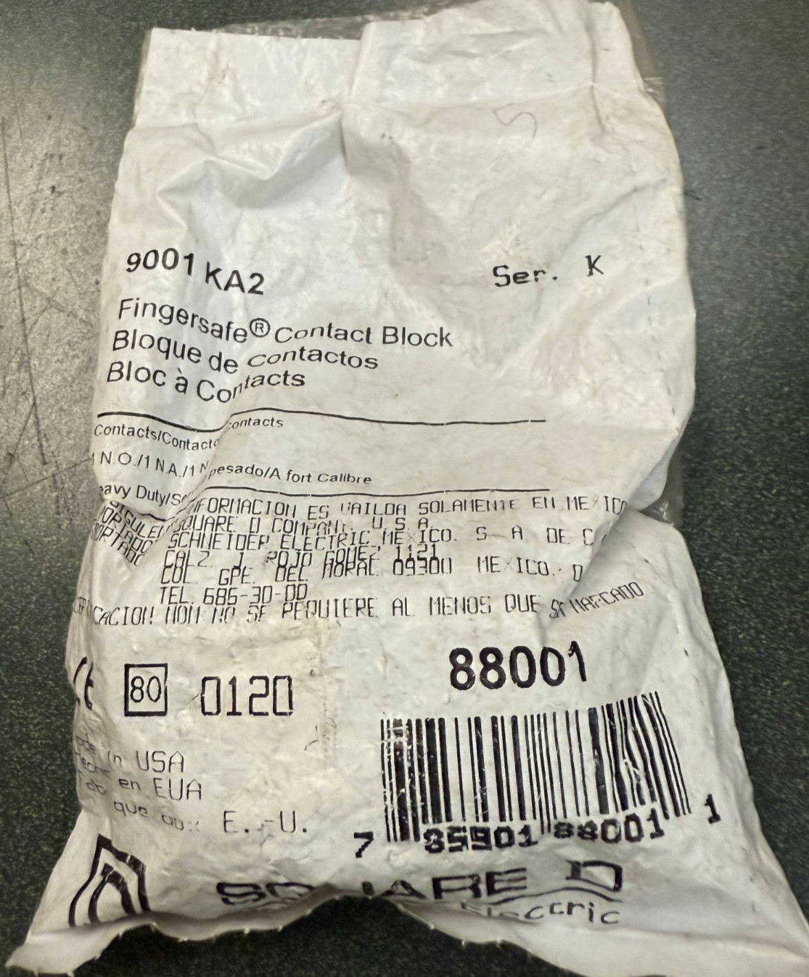 SQUARE D 88001 9001-KA2 CONTACT BLOCK