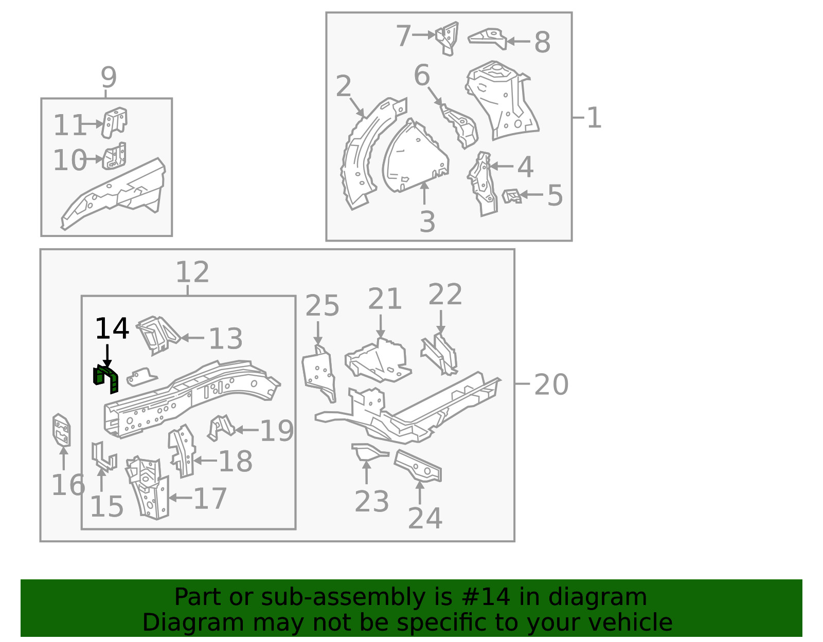 Passenger Side Front Compartment Inner Side Rail Front Reinforcement (84240690)