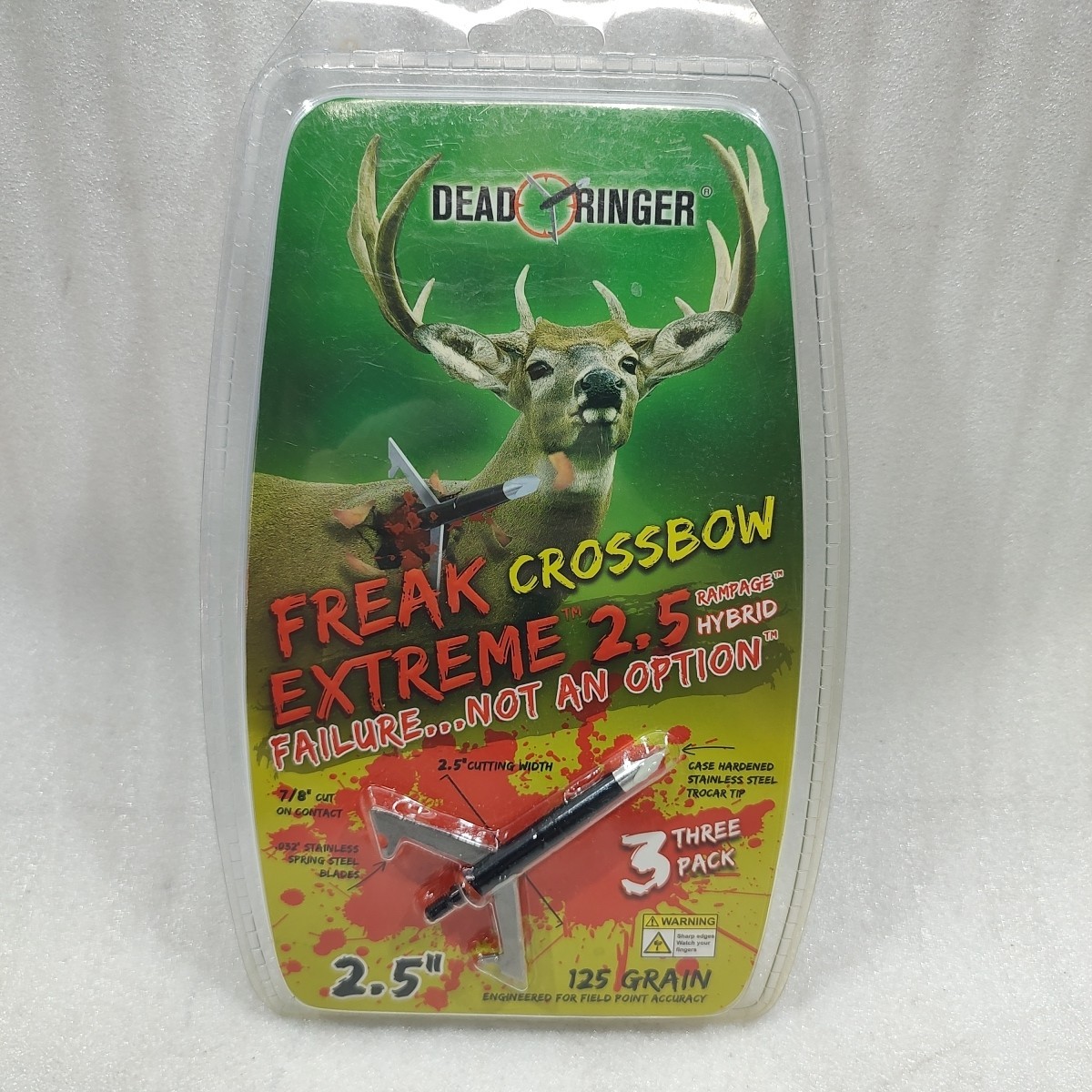 Dead Ringer Broadheads Freak Crossbow Rampage Hybrid 3 Pack 2.5" 1.25 Grain