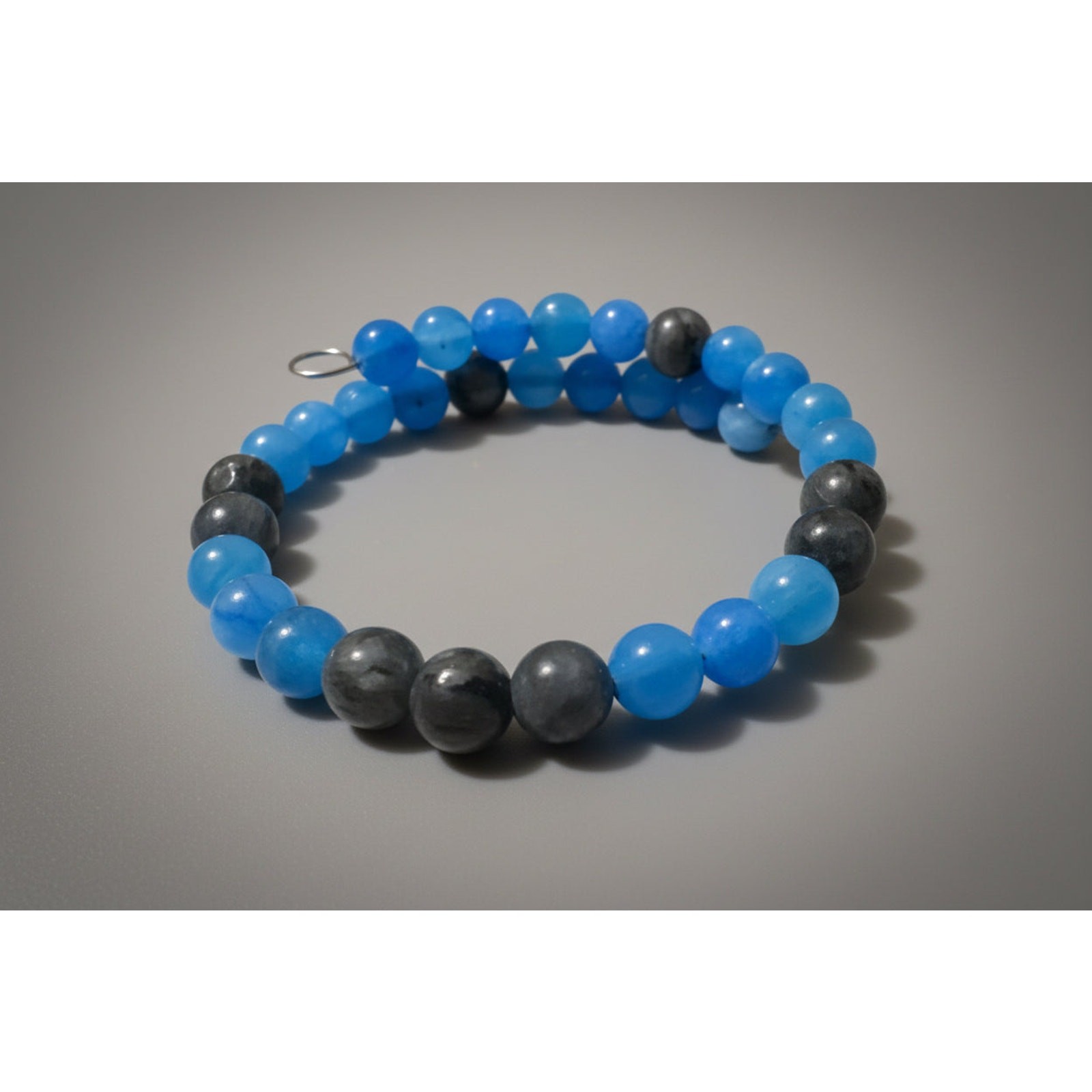 Kyanite and Labradorite Memory Wire Handcrafted Wrap Bracelet