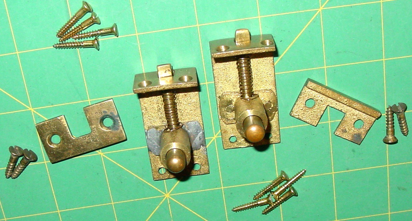 Vintage Spring Drawer Cupboard Cabinet Door Brass Button Release Latch Rim Catch
