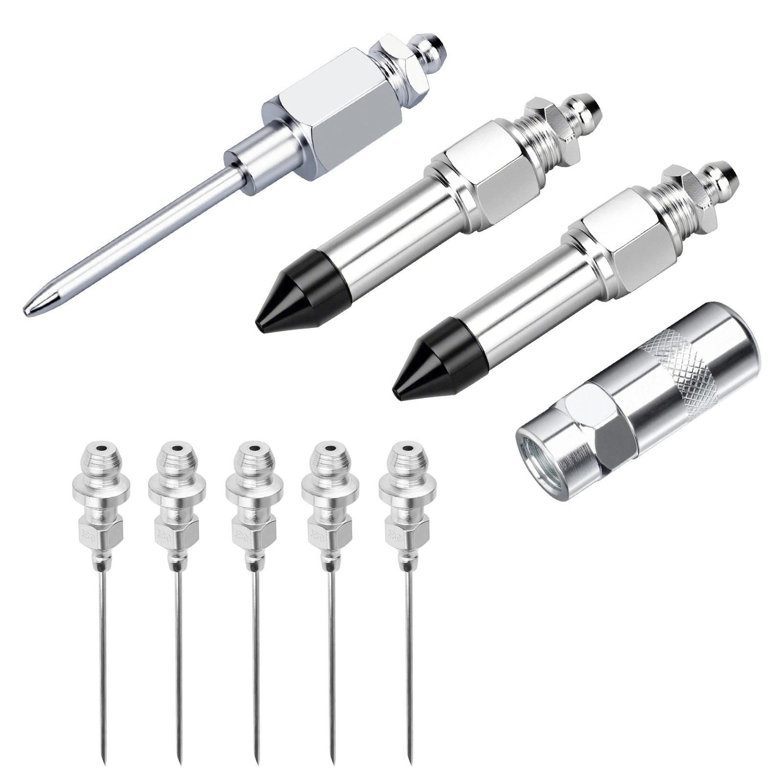 9Pcs Grease Gun Needle Nozzle Kit with Rubber Adapter Fitting Tool Accessory Set