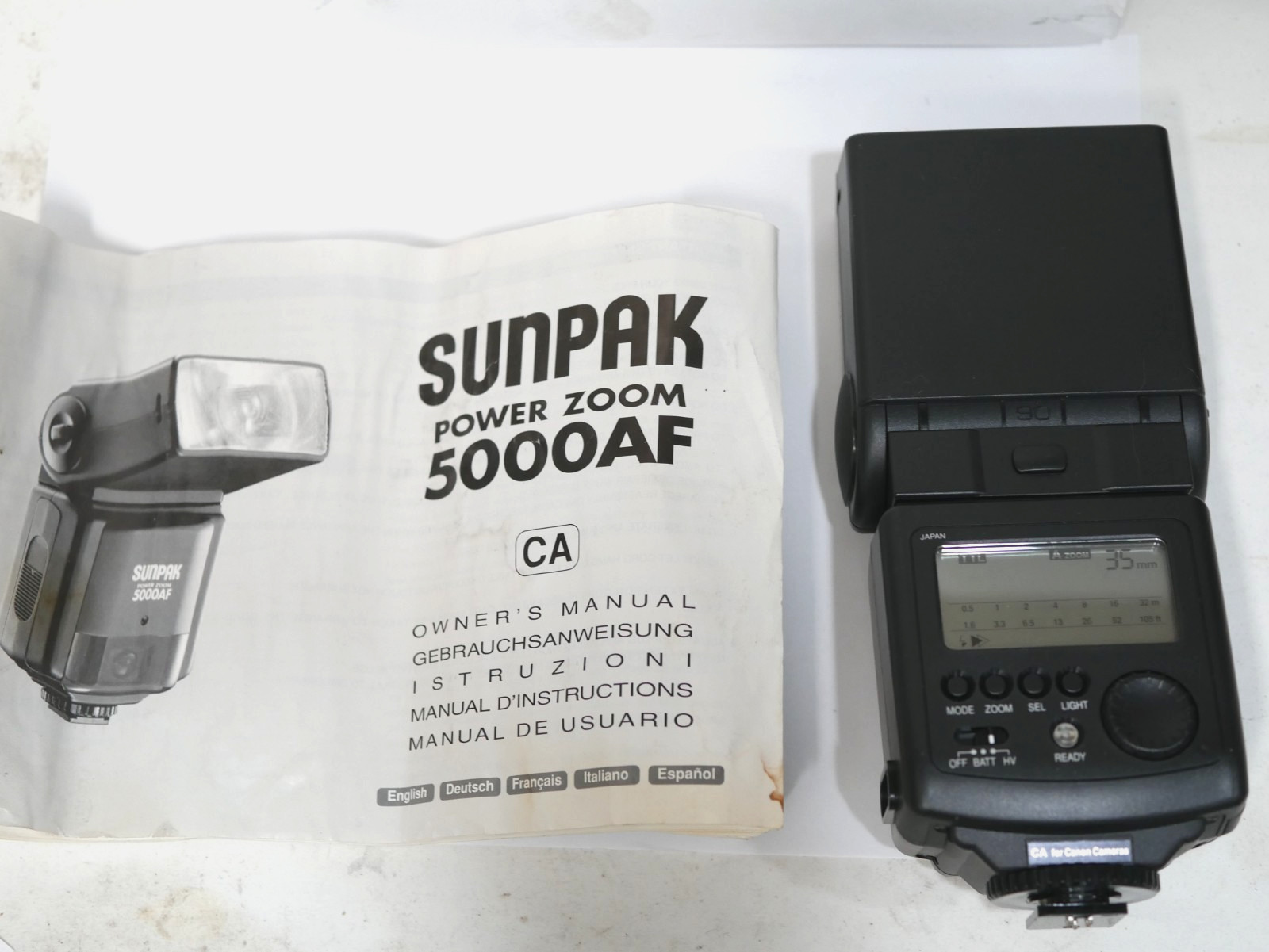 New Sunpak 5000af Power Zoom Flash CA for Shoe Mount Canon Cameras