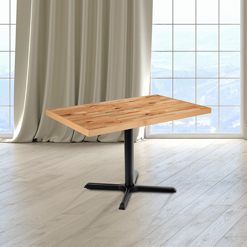 30'' x 48" Rectangular Butcher Block Style Restaurant Table Top in Solid Wood