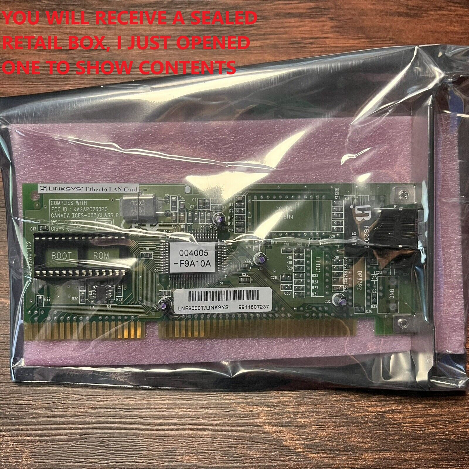 10BaseT ISA Network Card Linksys XTIDE Compatible 28-Pin EEPROM Socket NOS