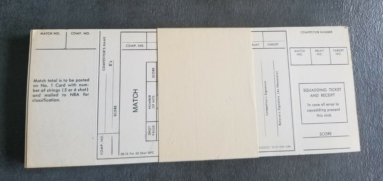 45+ vtg Competition Officer Gun Range SR-16  ASJ00160 SR-16 20M scoring cards