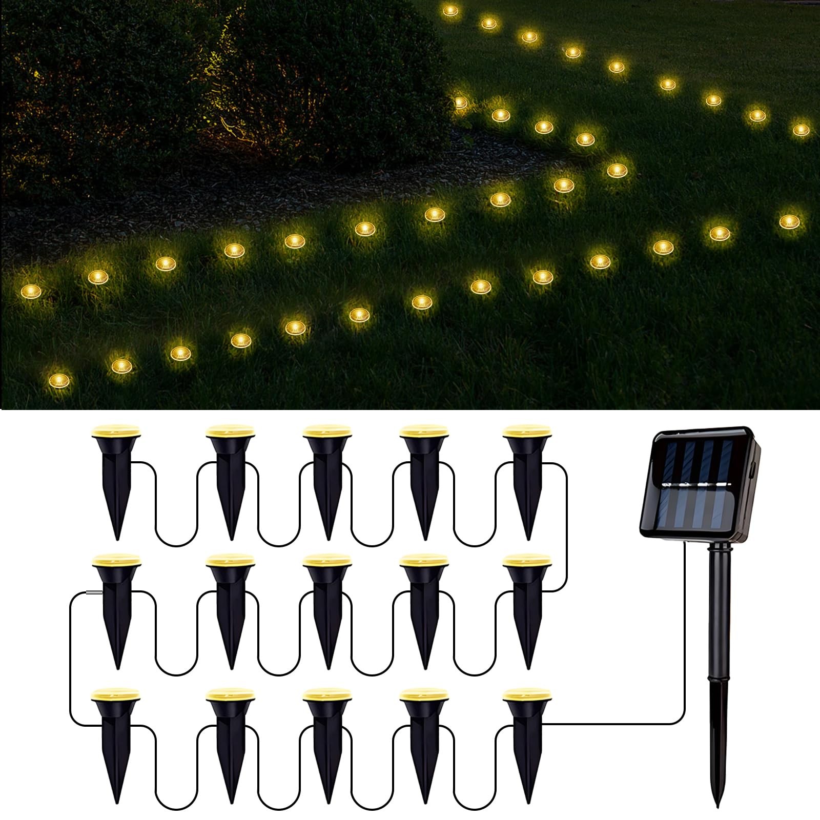 15 LED Solar Ground Lights Outdoor, Waterproof Solar Pathway Lights, LED Land...