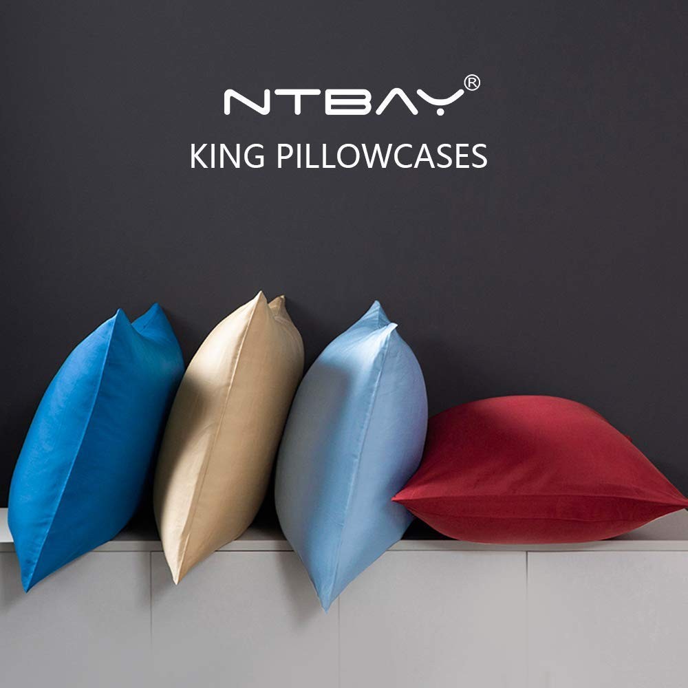 NTBAY King Pillowcase Set - 2 Pack Brushed Microfiber (20" x 36"), White