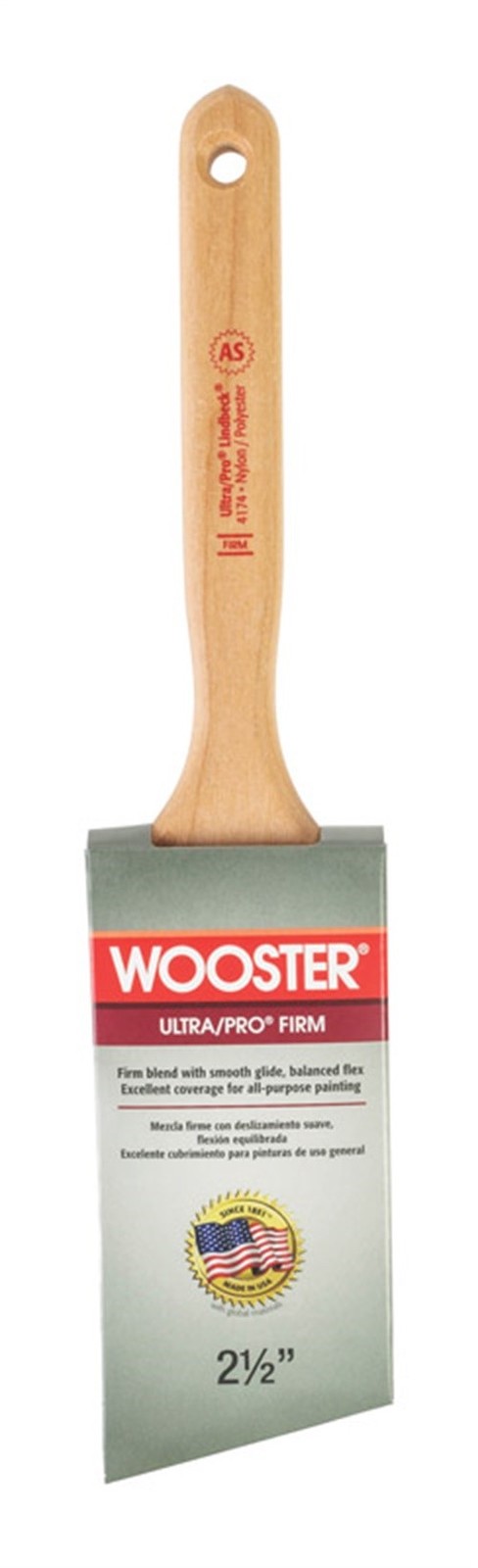 Wooster 4174-2.5 Wood Sash Handle Nylon Polyester Angle Paint Brush 2.5 W in.