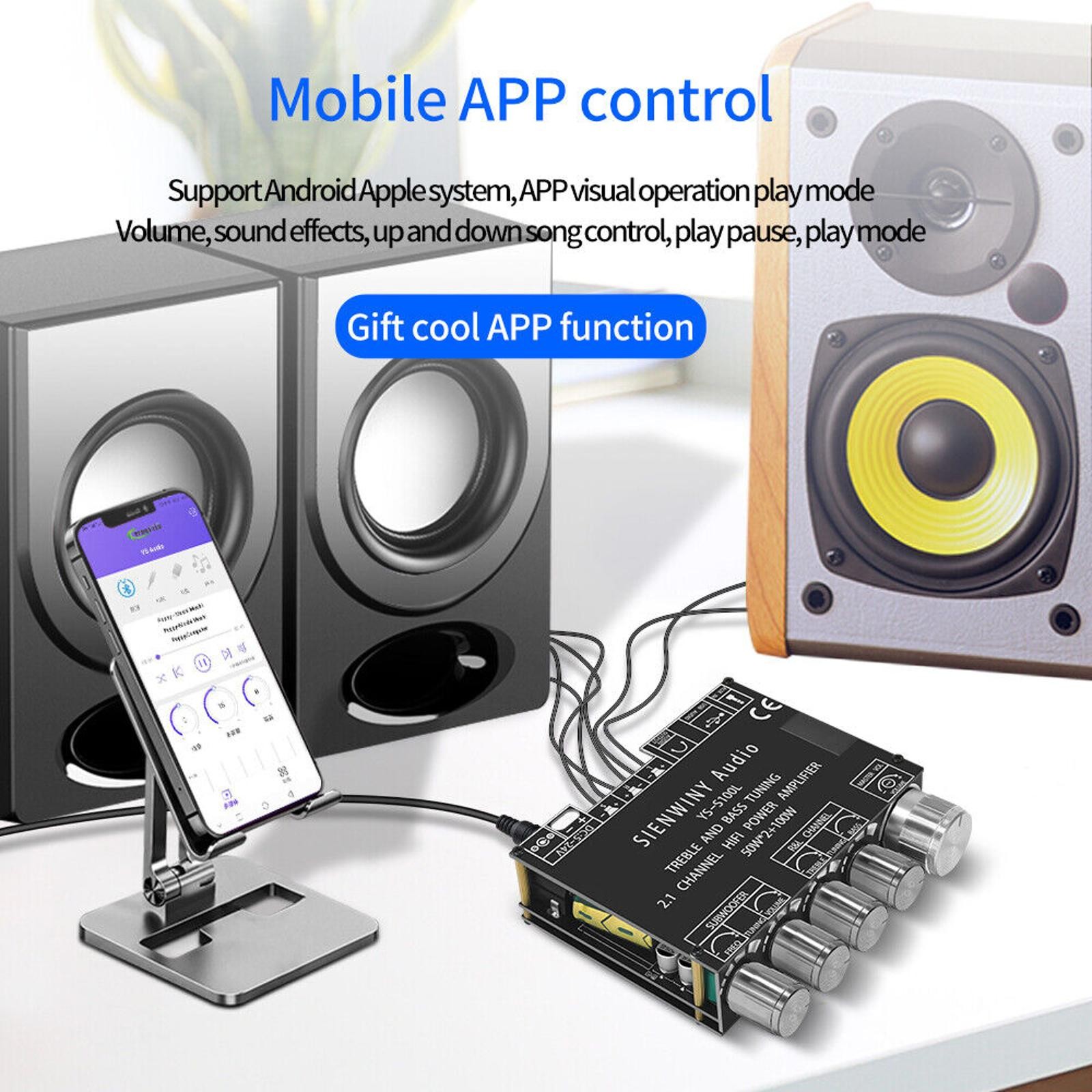 2.1CH HiFi Bluetooth 5.0 Digital Power Amplifier Subwoofer Audio Amp Board i