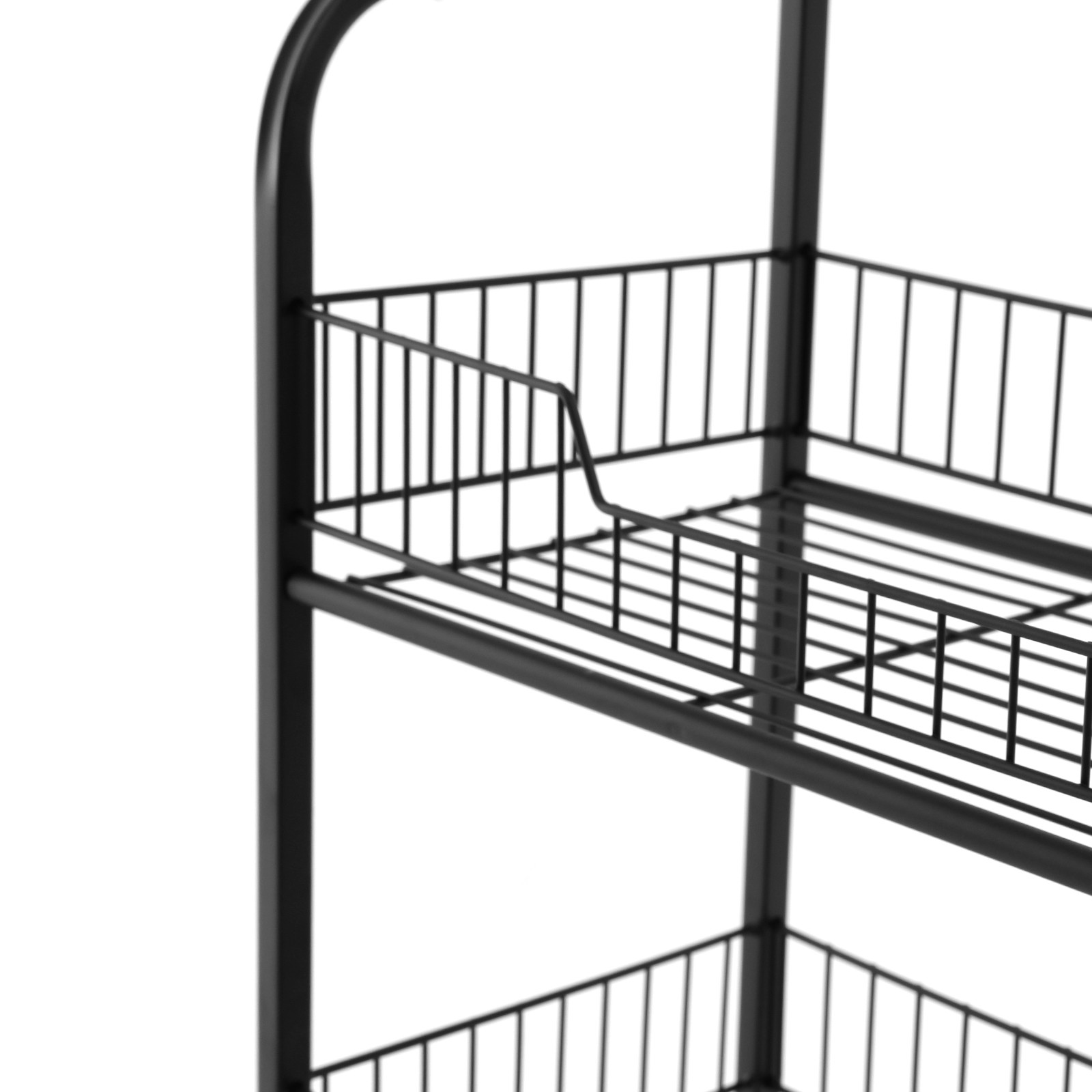 Rolling Retail Display Rack 4 Tier Black Store Merchandise Shelf Unit