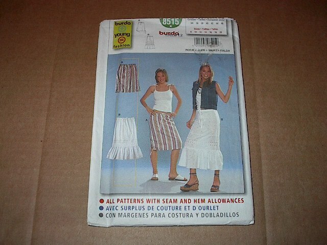 Burda Pattern 8515 Misses' Fitted Skirt in Two Lengths w/Hem Variations  8~20 UC
