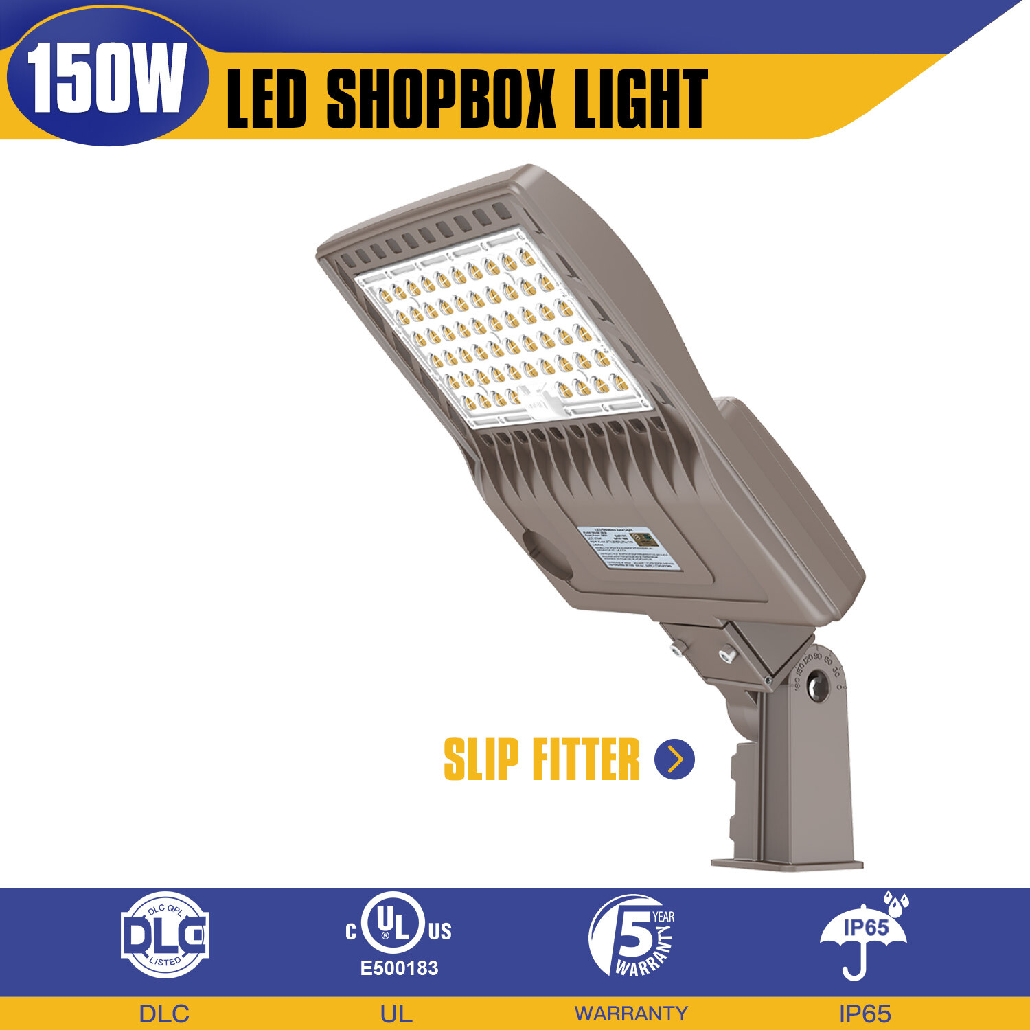 150W LED Shoebox Parking Lot Light Commercial Street Area Pole Light 5000K