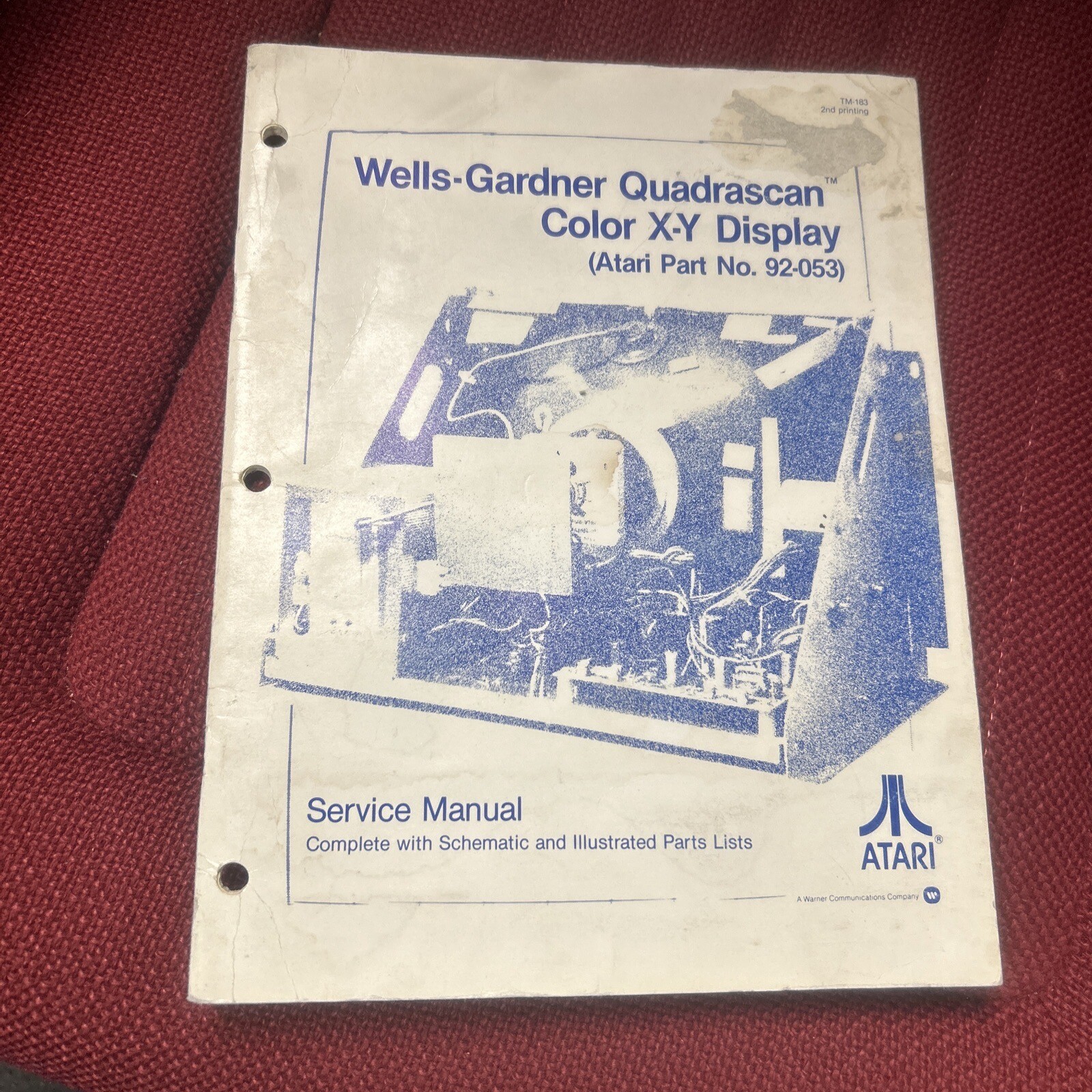 Atari WELLS-GARDNER QUADRASCAN COLOR X-Y Display Manual - used original