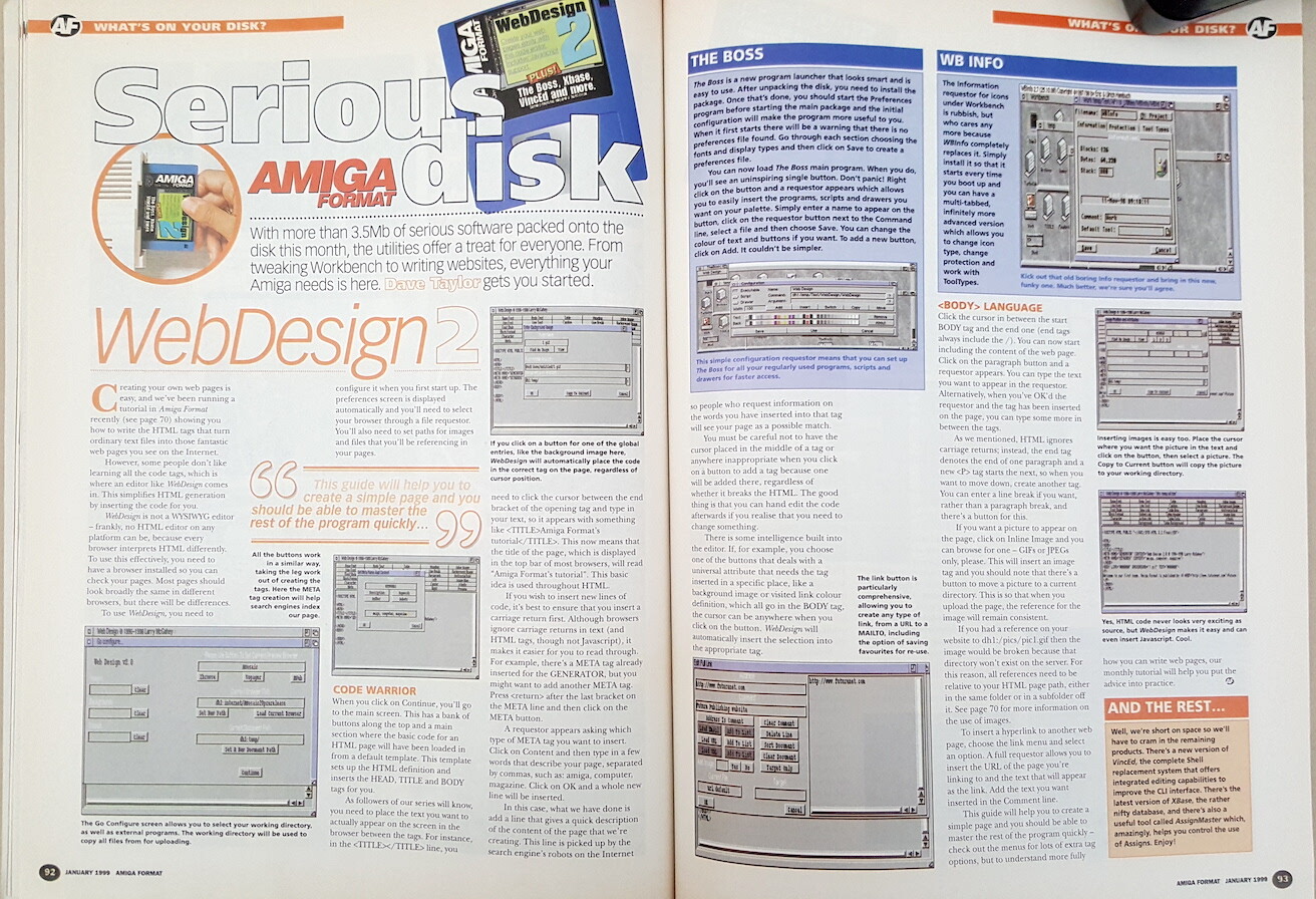 Amiga Format Magazine w/CD ©Jan.1999 Cologne'98 WebDesign2 Polataa Game +MORE