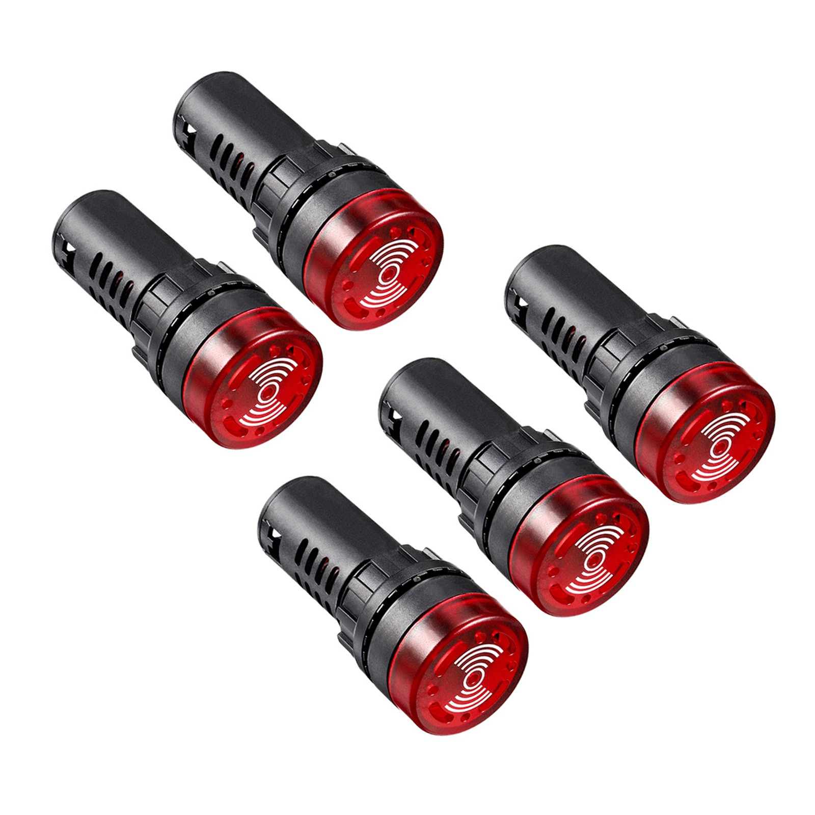 5 x LED Indicator Light Panel Indicator Flashing Alarm w Buzzer AC/DC 12V 22mm
