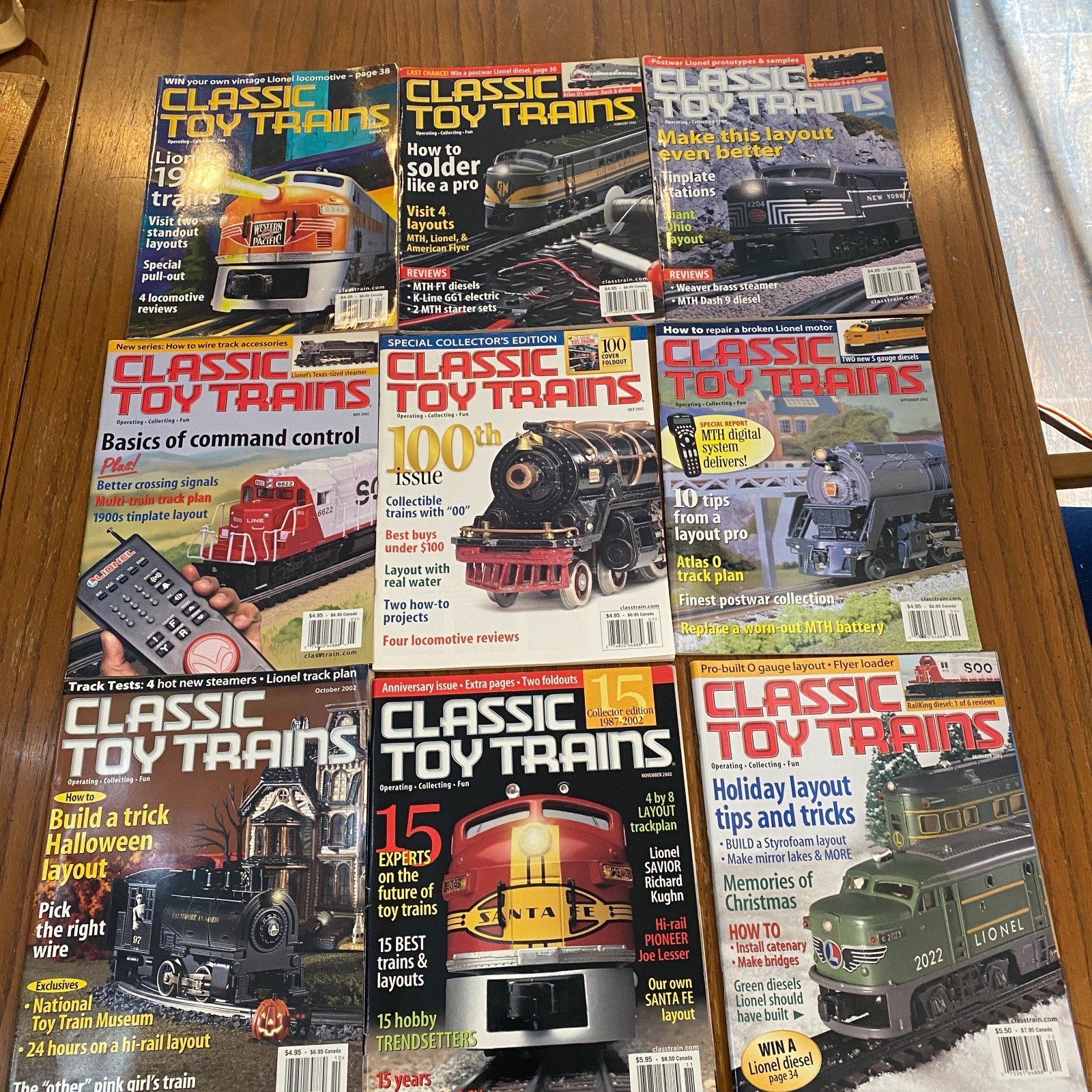 Classic Toy Trains Magazine 2002 Complete Year Lot of 9 Issues Lionel O Gauge
