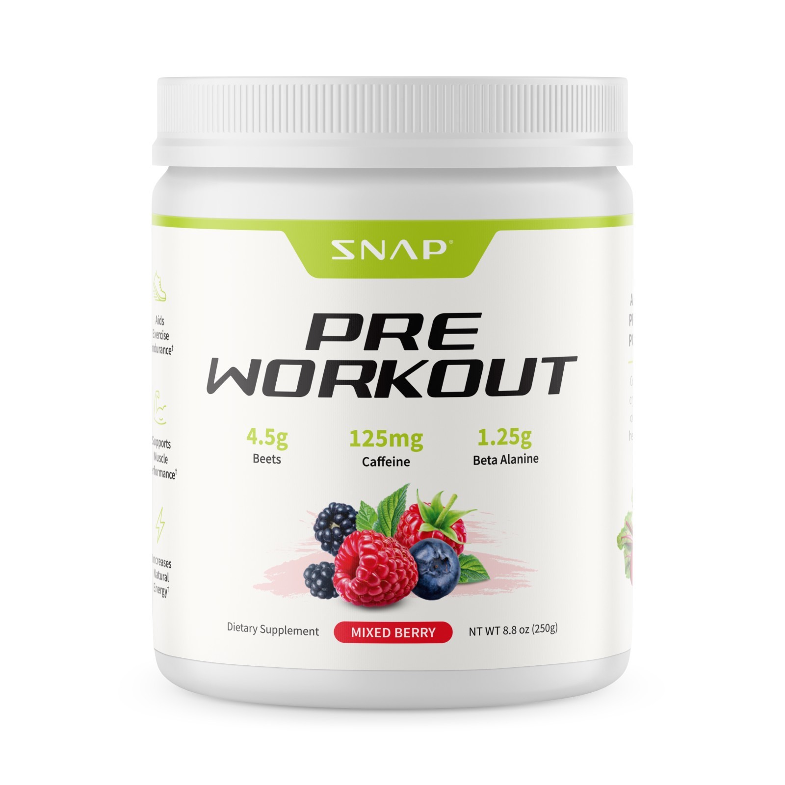 SNAP PreWorkout CLEAN Amino Acids Natural Energy Big Pumps No Jitters Just Power