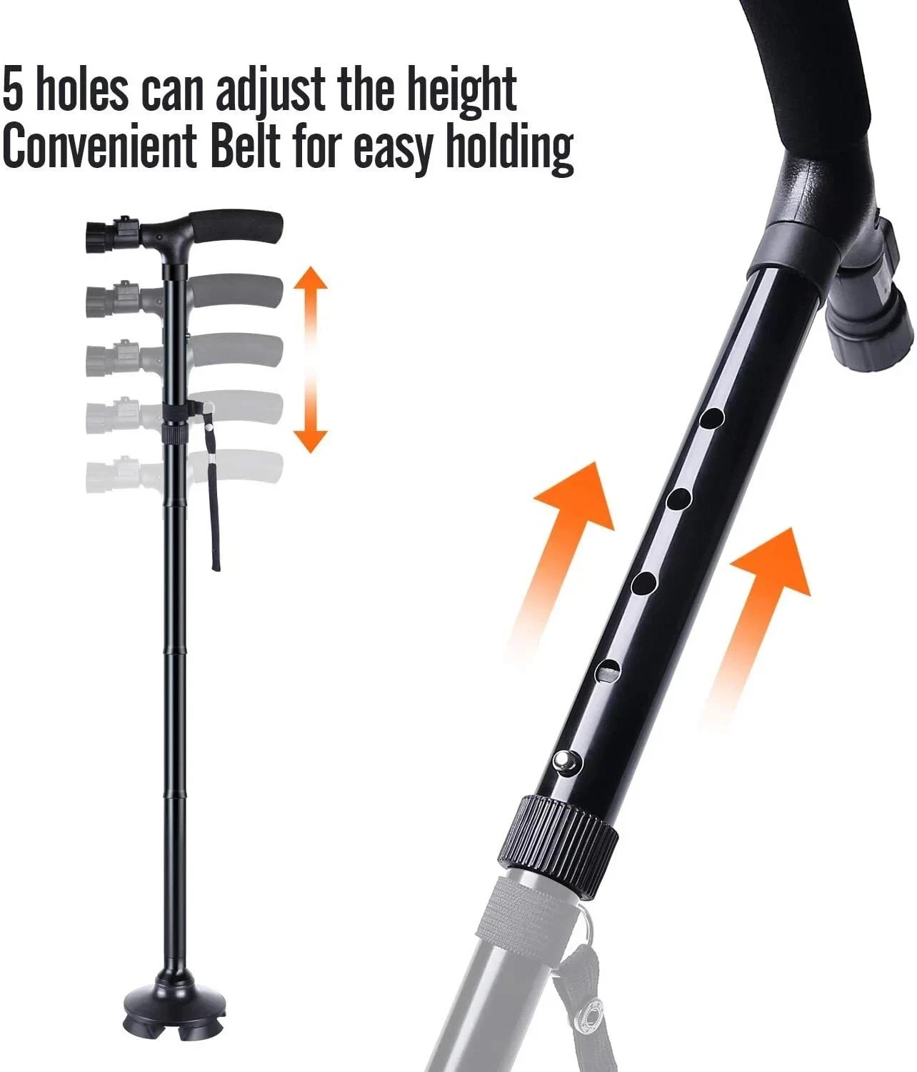 New Folding Walking Cane with LED Light Adjustable Walking Stick