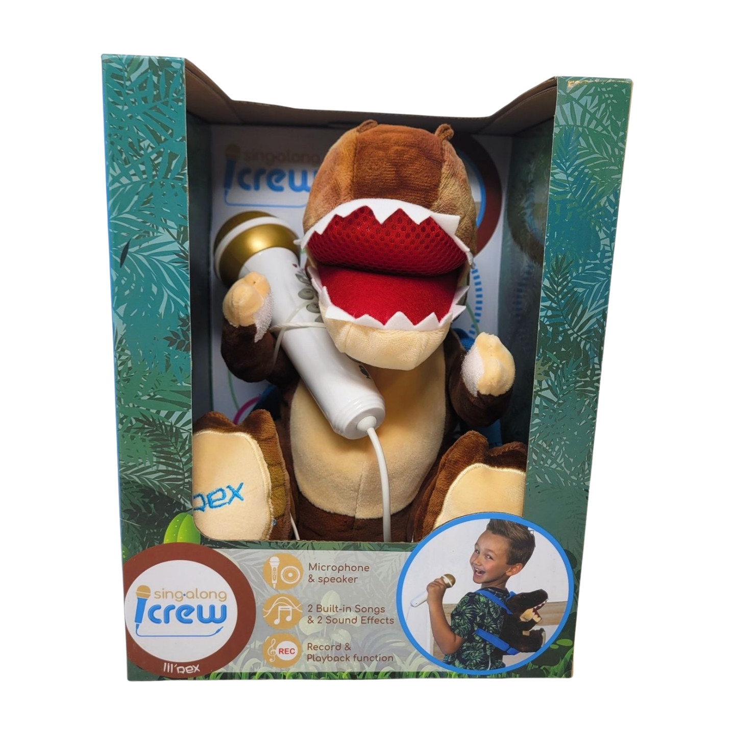 the Singing Machine Lil' Rex karaoke machine Backpack Sing A Long Crew Dinosaur