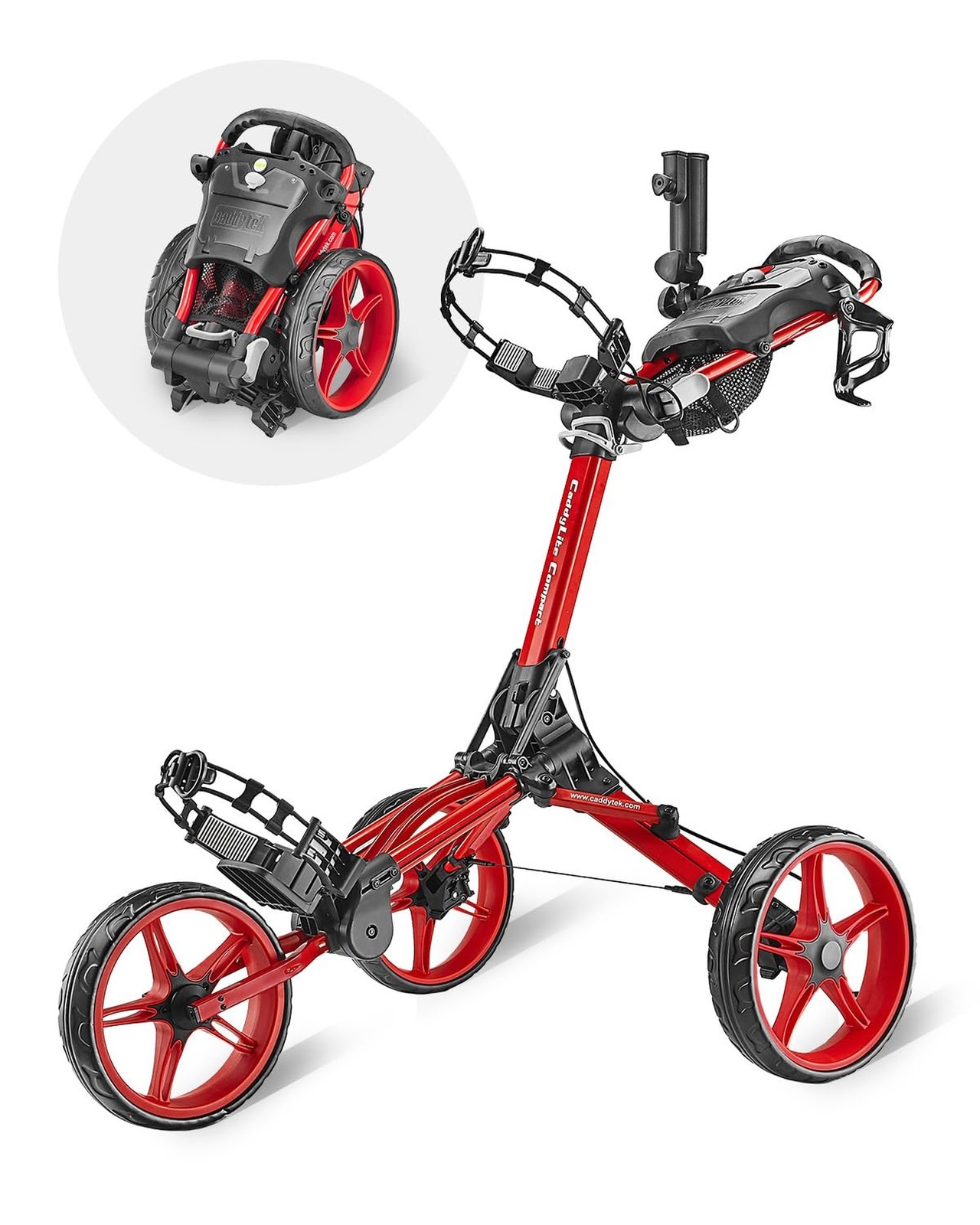 Caddytek CaddyLite Compact Golf Push Cart - Lightweight Aluminum 3-Wheel Fold...