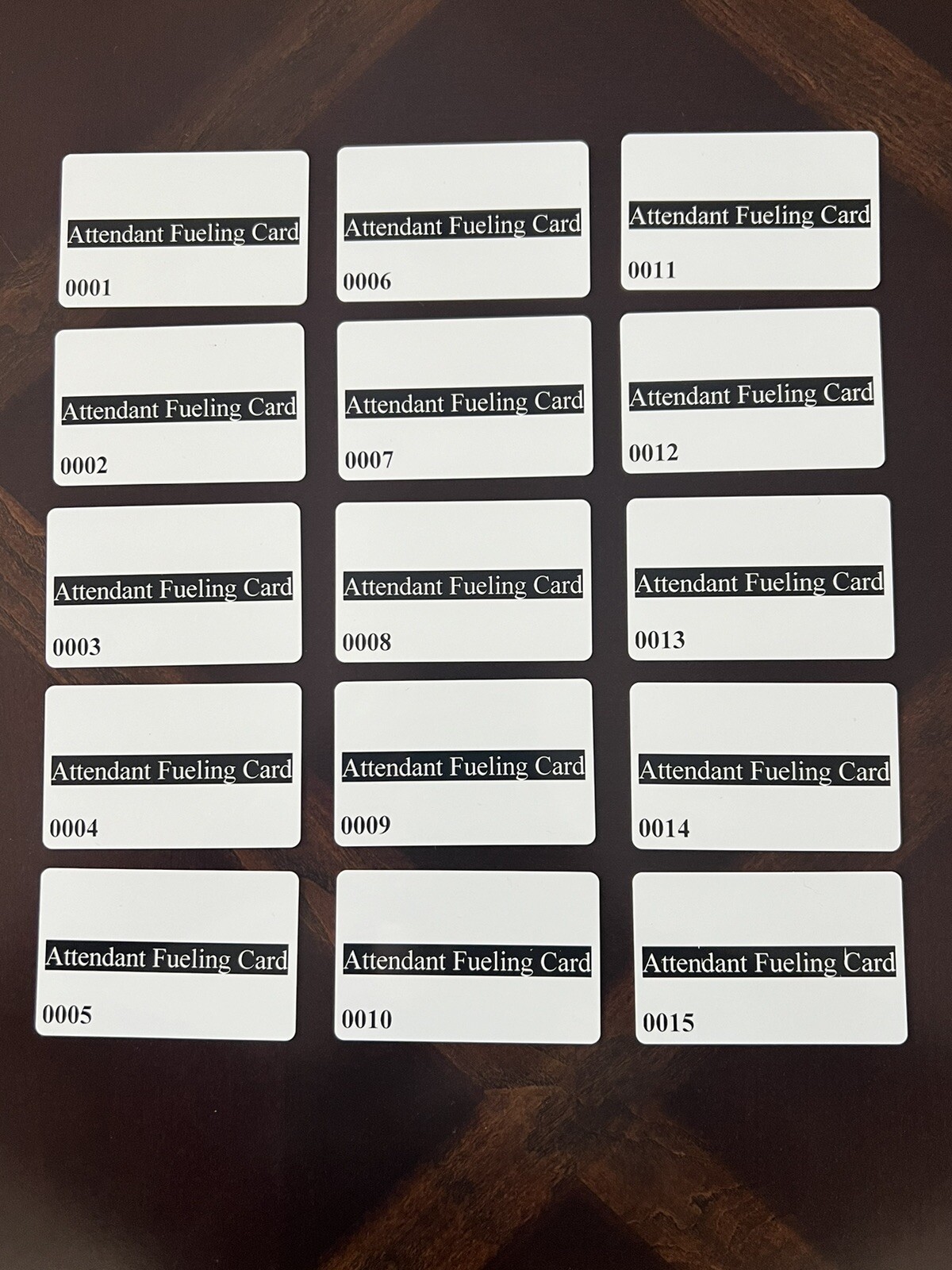 Attendant Card, Fueling Cards, Verifone - Pack of 15 Cards