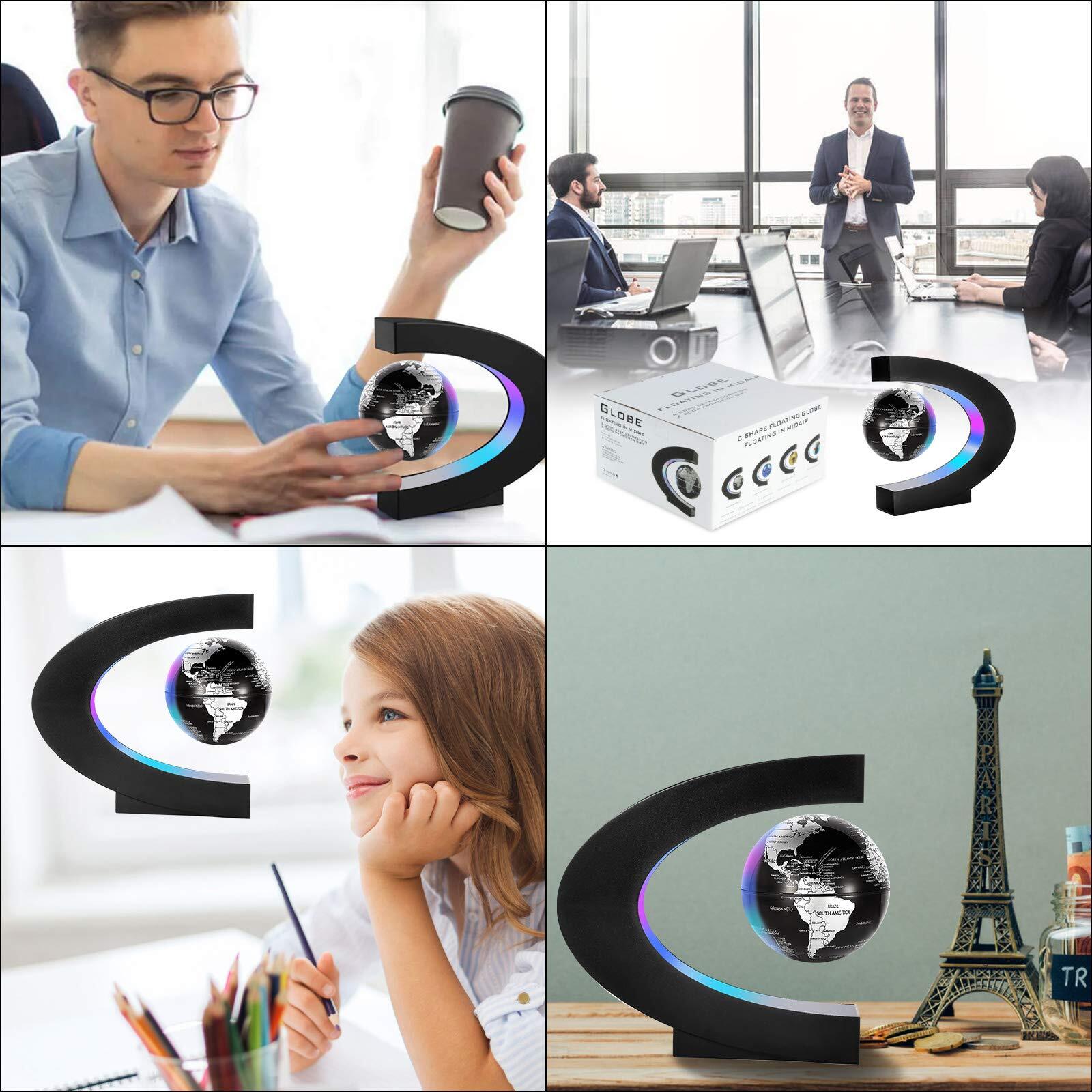 Magnetic Levitation Floating World Map Globe with C Shape Base, Floating Glob...