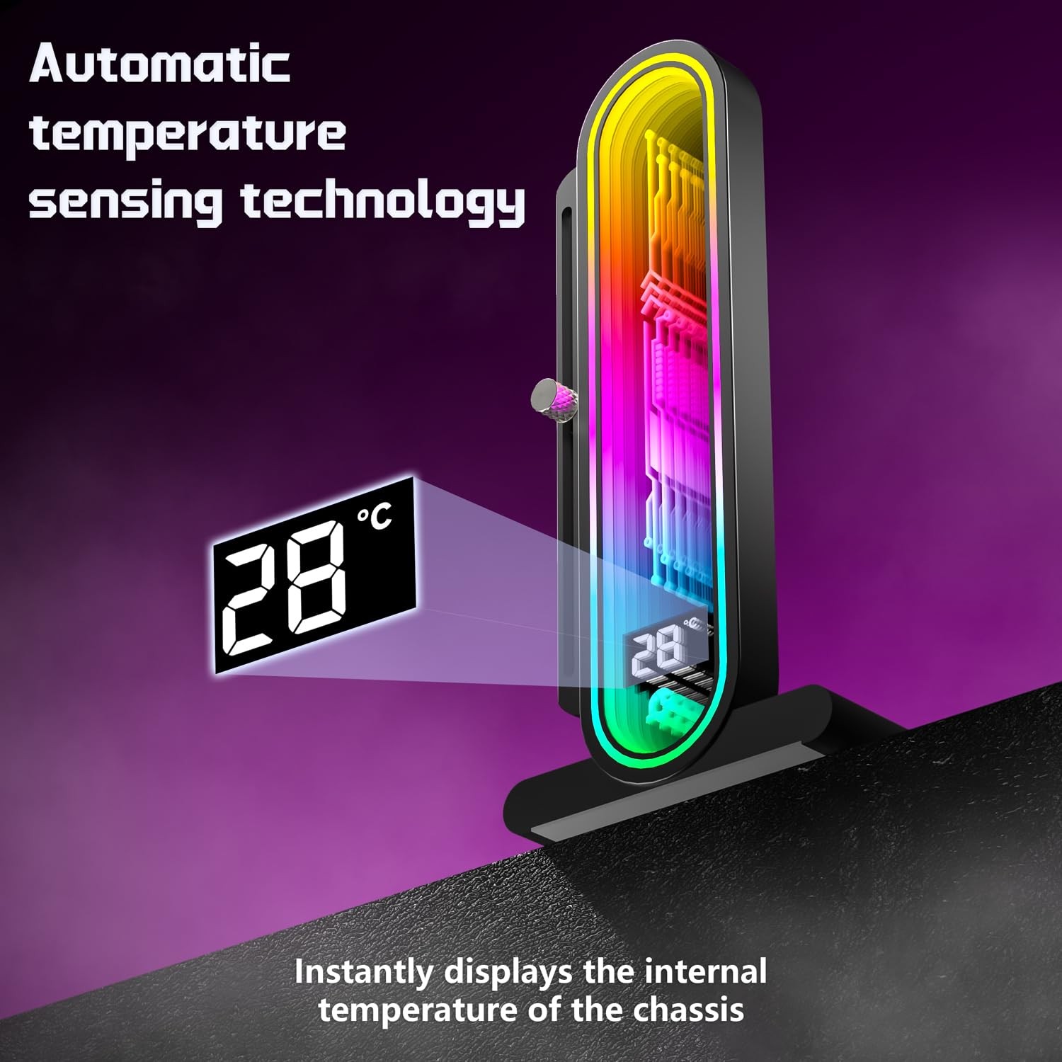 ARGB GPU Support Bracket Temperature Display 5V 3pin Height Adjustable Black