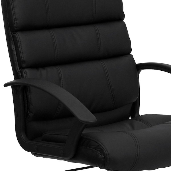 Flash Furniture Go-1004-Bk-Lea-Gg Leather Task Chair, 17-1/2" To 21-1/2", Black