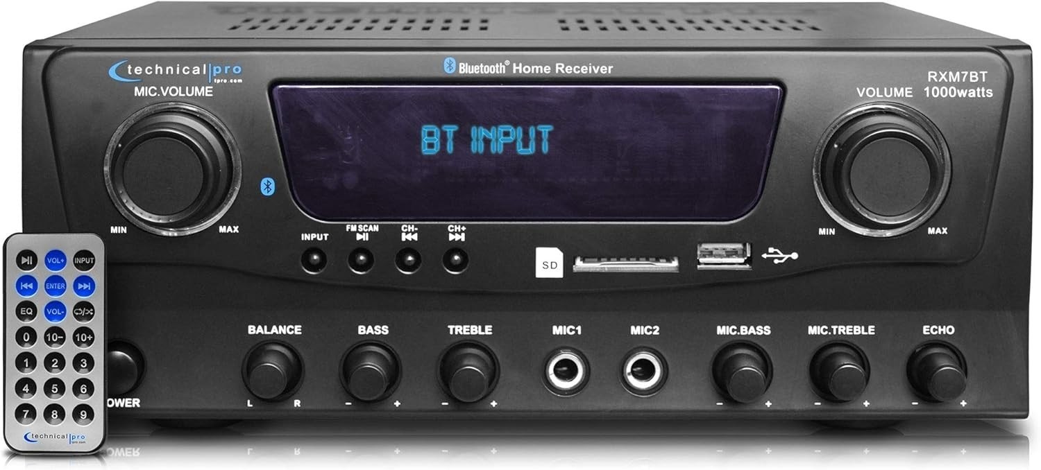 1000W Home Receiver Amp w/ Bluetooth, USB, SD, FM//