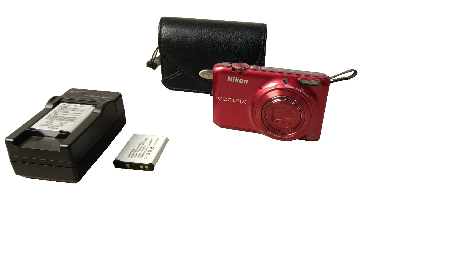 Nikon COOLPIX S6500 Red Digital Camera 16MP Tested Batteries & Charger