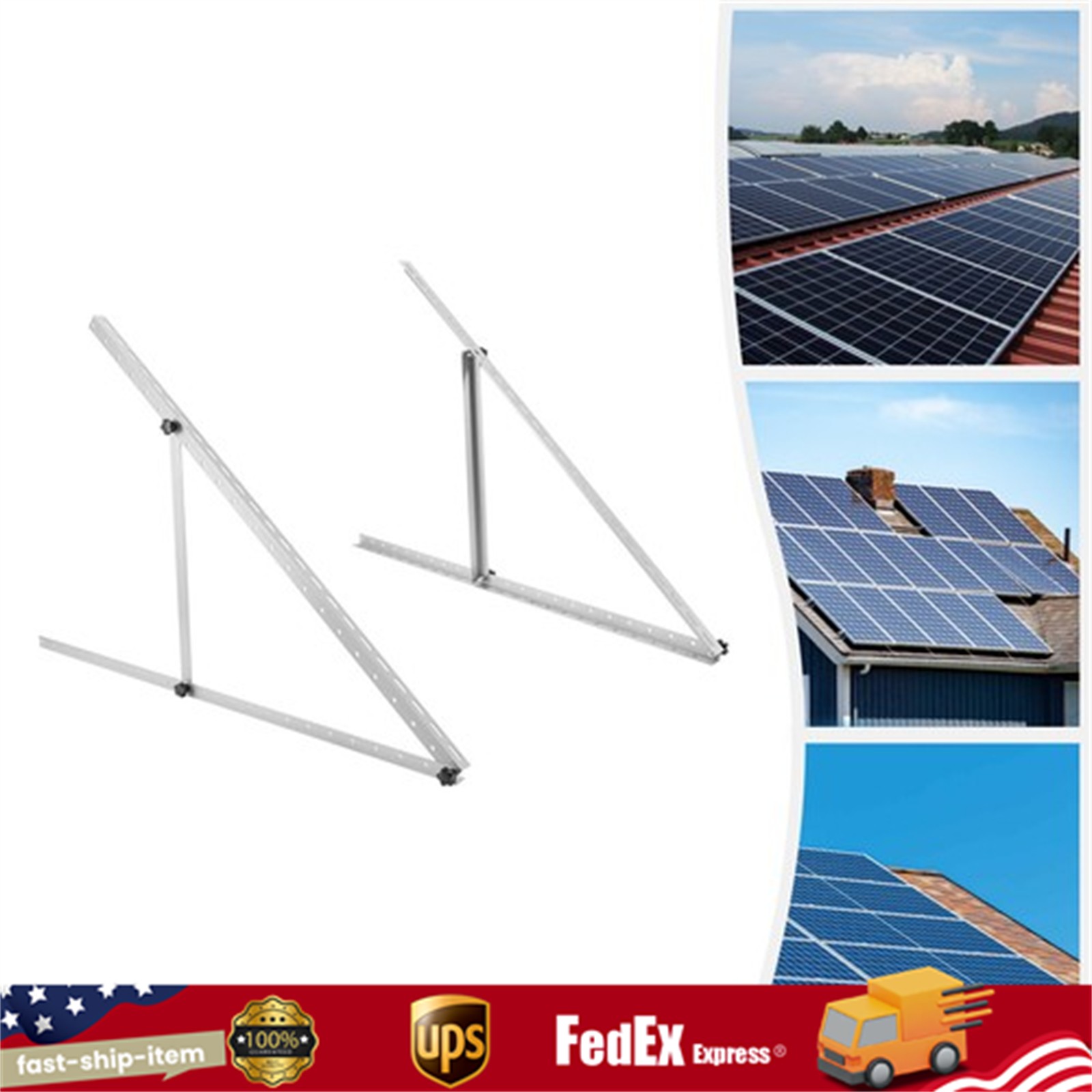 45" Adjustable Angle Solar Panel Tilt Mount Brackets Frame For Roof Shed RV Boat