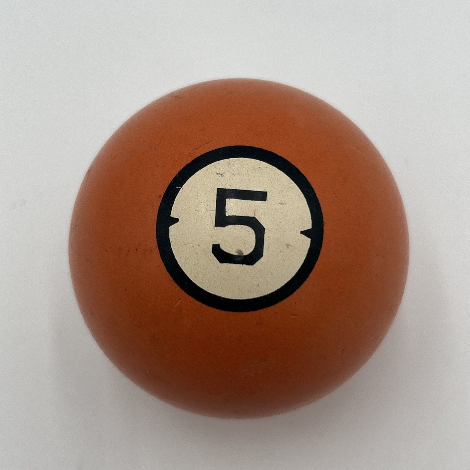 Vintage Antique Clay Billiard Pool Ball SOLID #5 Art Deco SIX ORANGE & CREAM