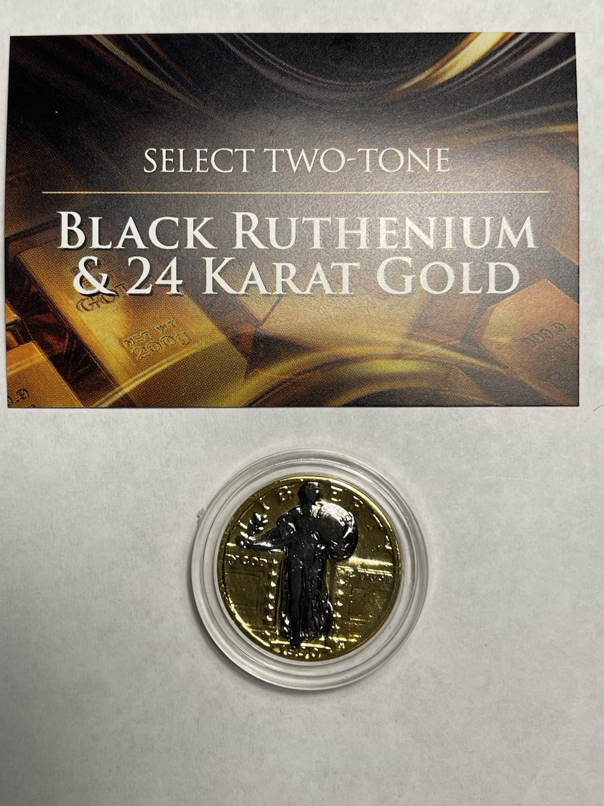 1930 Standing Liberty Silver Quarter - Black Ruthenium and Gold plated
