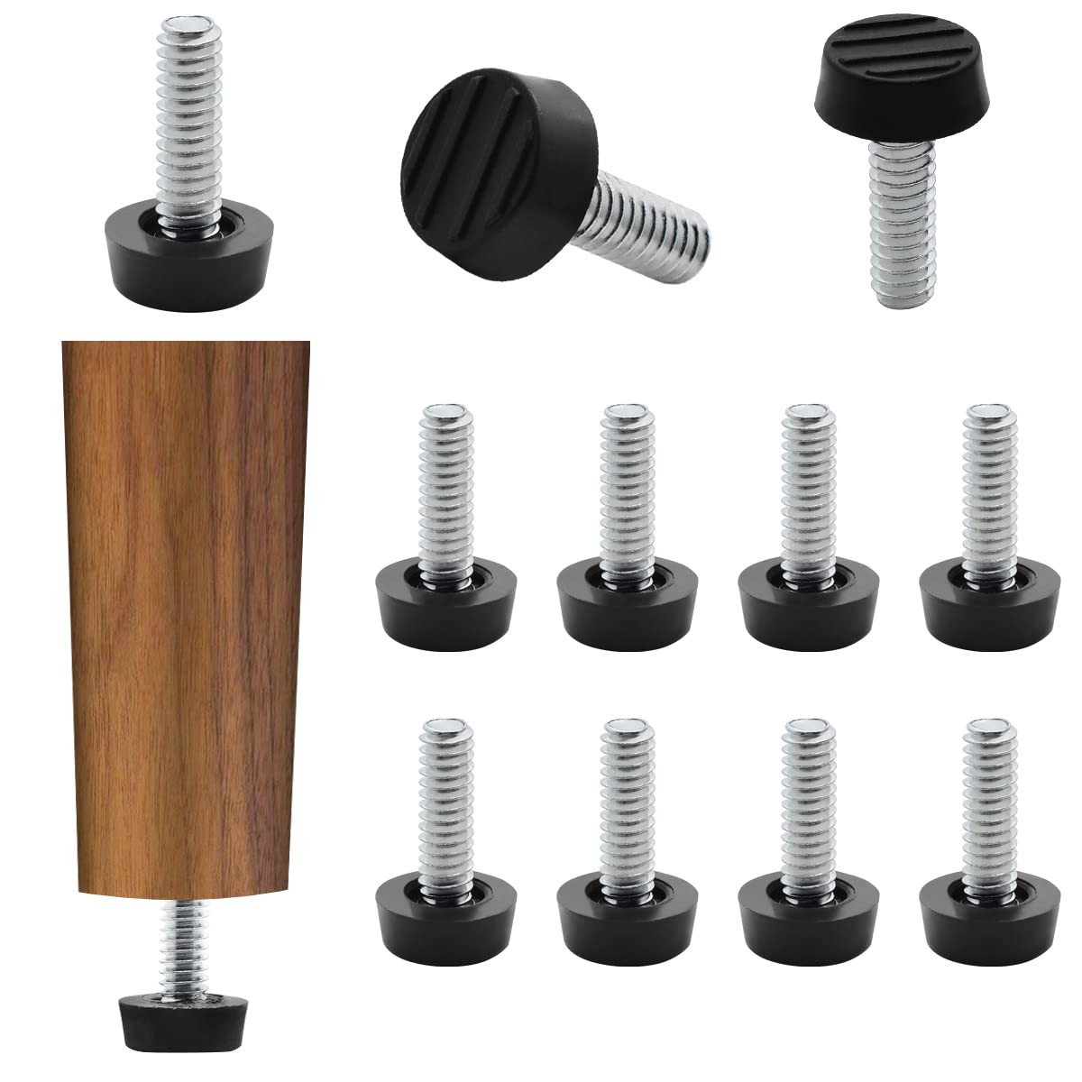 1/4" - 20 UNC Leveling Feet, 20 Pcs Adjustable Leg Levelers, Screw In