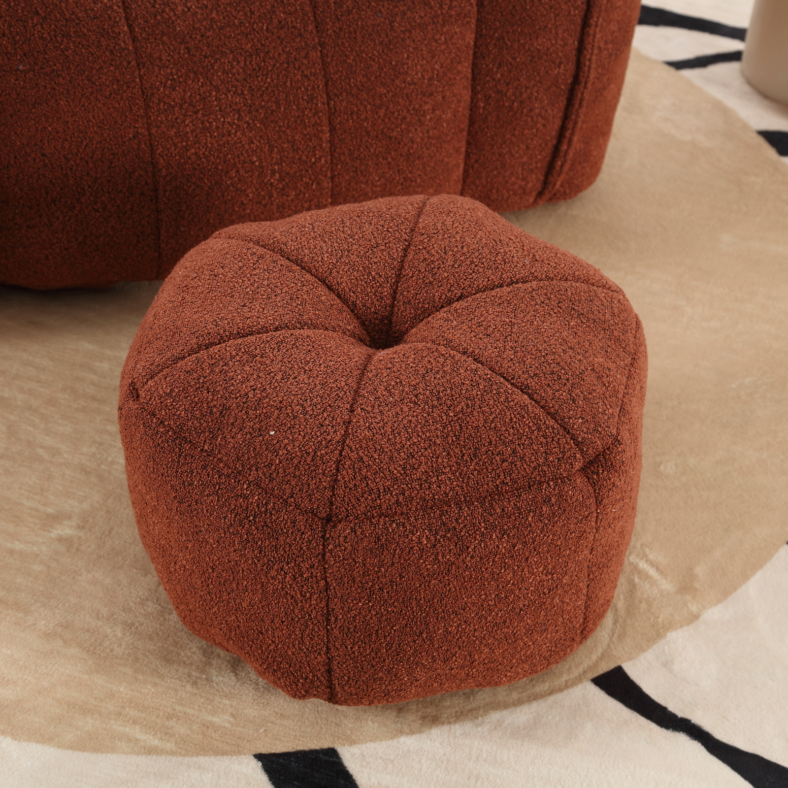 Bean Bag Chair +Footstool Armrest Bean Bag Chair Lazy Sofa Living Room Red Brown