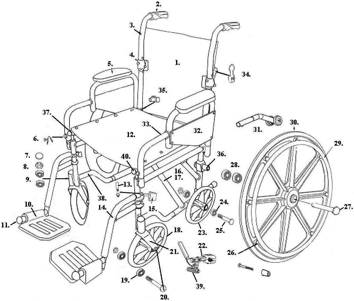 Drive Poly-Fly Wheelchair/Flyweight Transport Chair Combo - Rear Wheel 24" PT#30