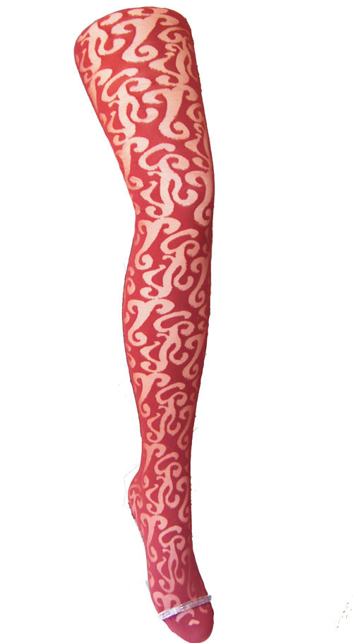 Jonathan Aston Cranberry "Cabaret" Patterned Tights