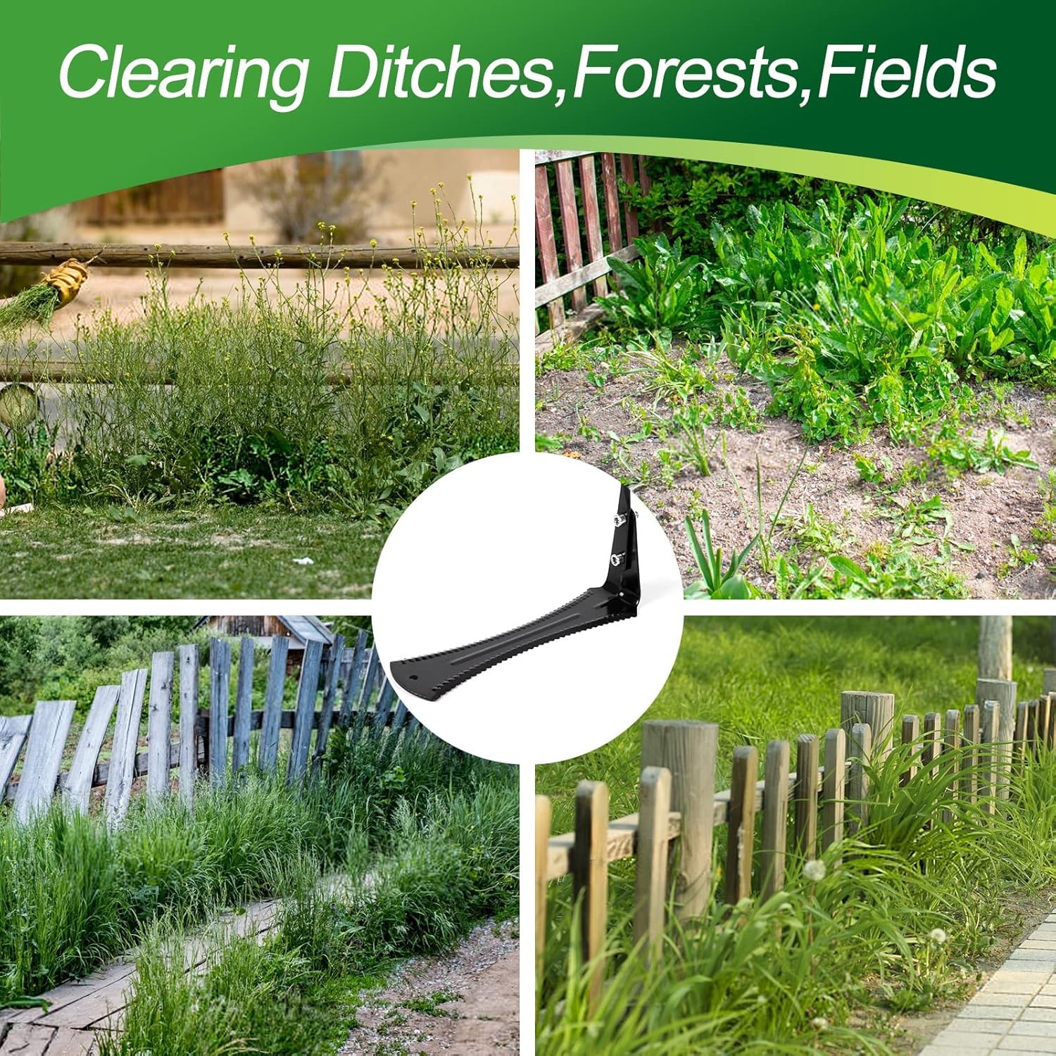 Walensee Grass Whip with Double-Edged Serrated Sharp Steel Blade Weed Grass...
