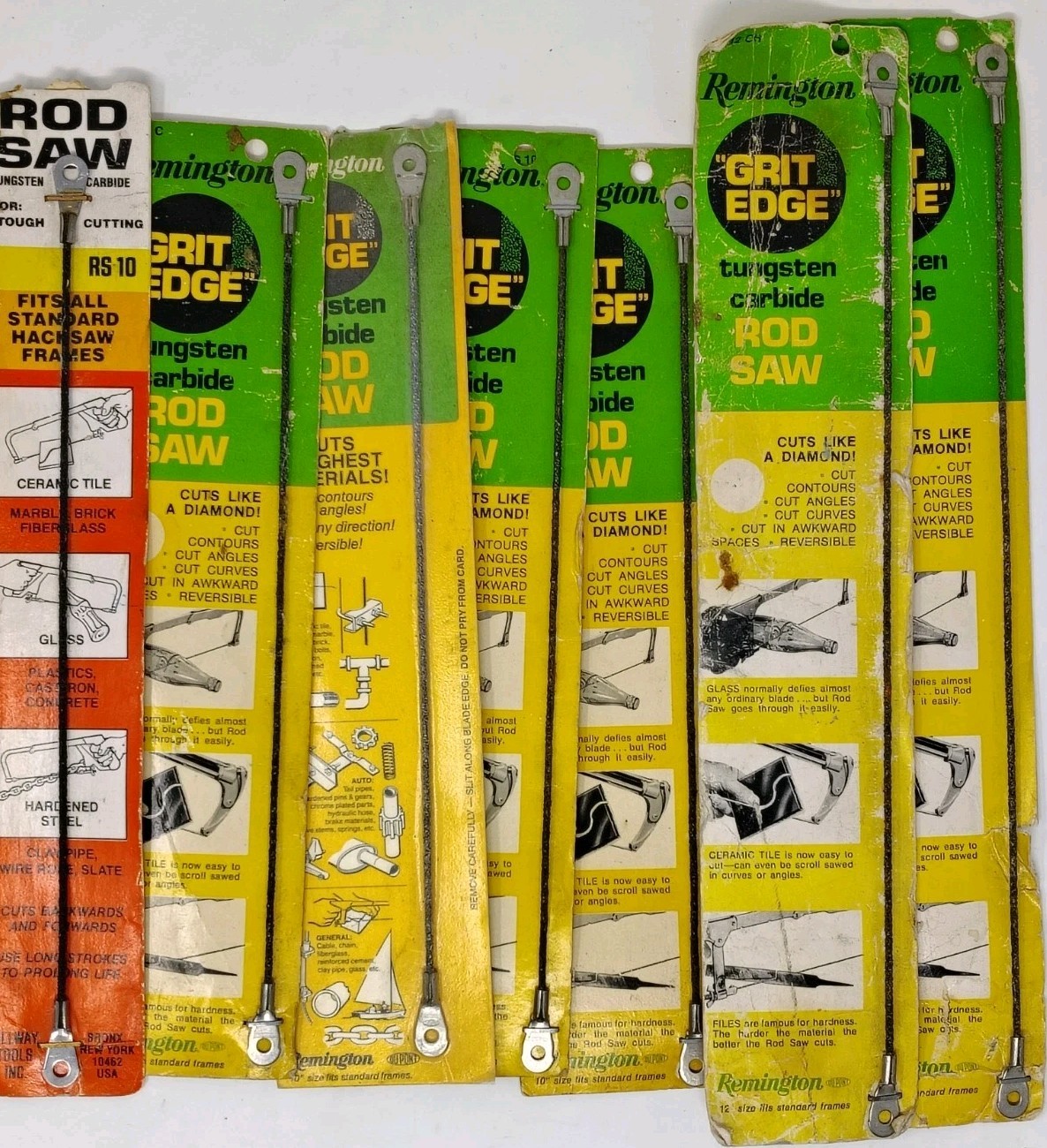 VTG Remington Tungsten Carbide Grit Edge Rod Saw Replacement Blade 10" 12" LOT 7