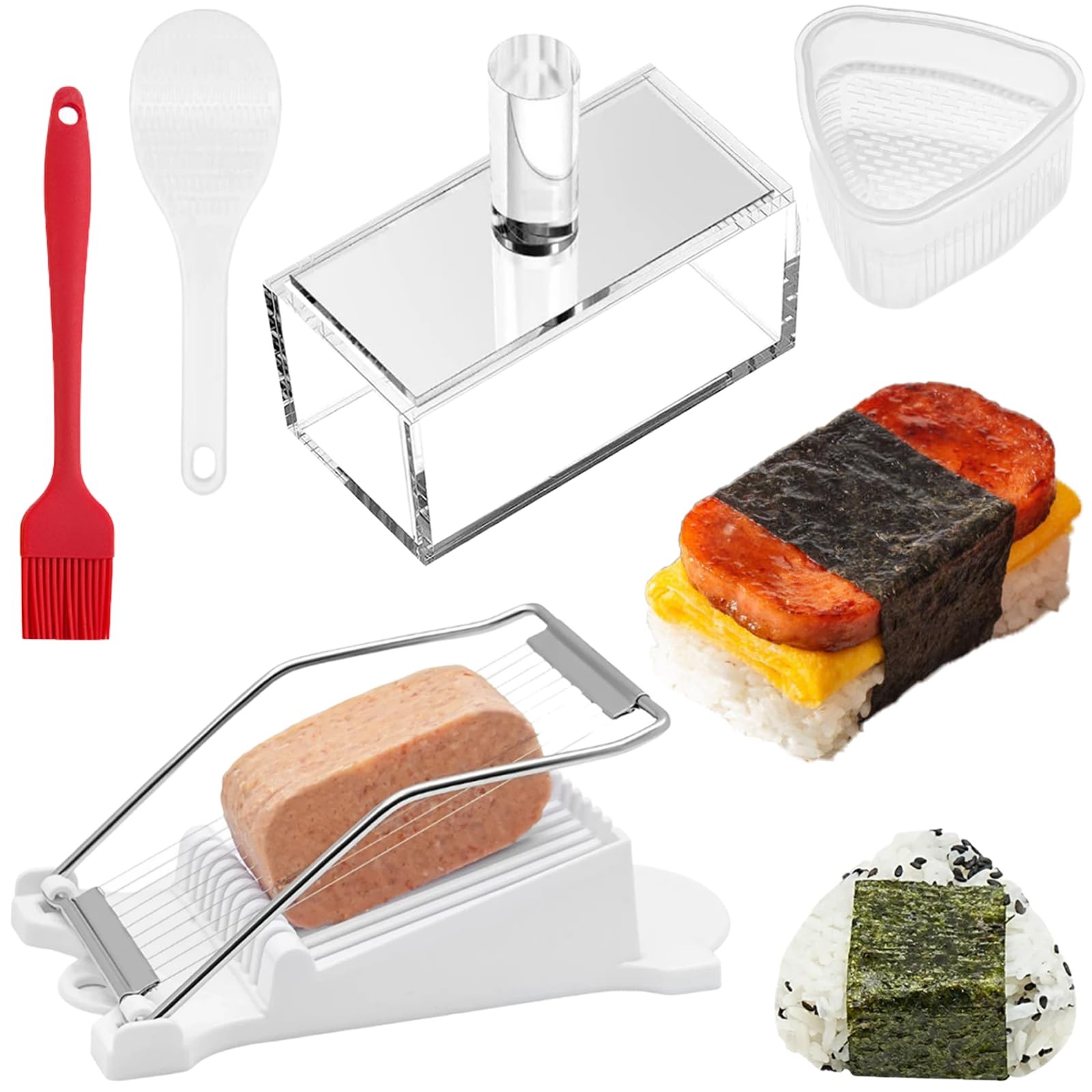 5 Pack Acrylic Musubi Mold Kit, Press Onigiri medium, White