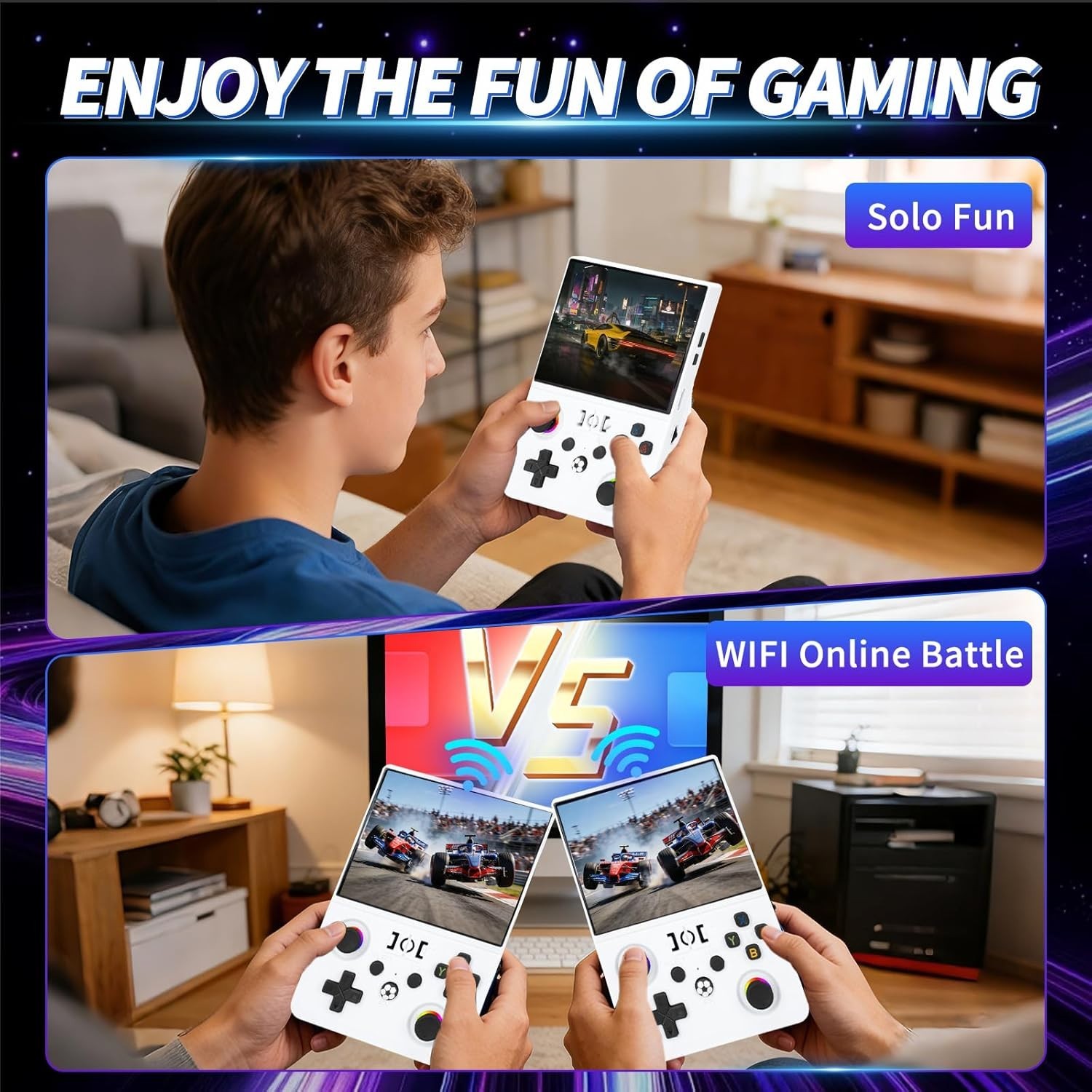 R36MAX 2 Retro Handheld Game Console, 4.5 Inch IPS HD Screen Inch, White