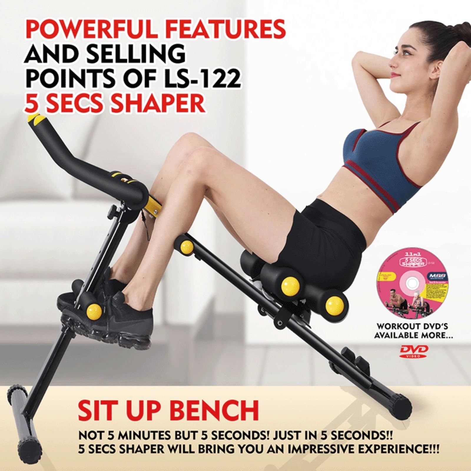 Magic Bb Foldable Ab Workout Machine For Home Gym Adjustable Core Waist Trainer