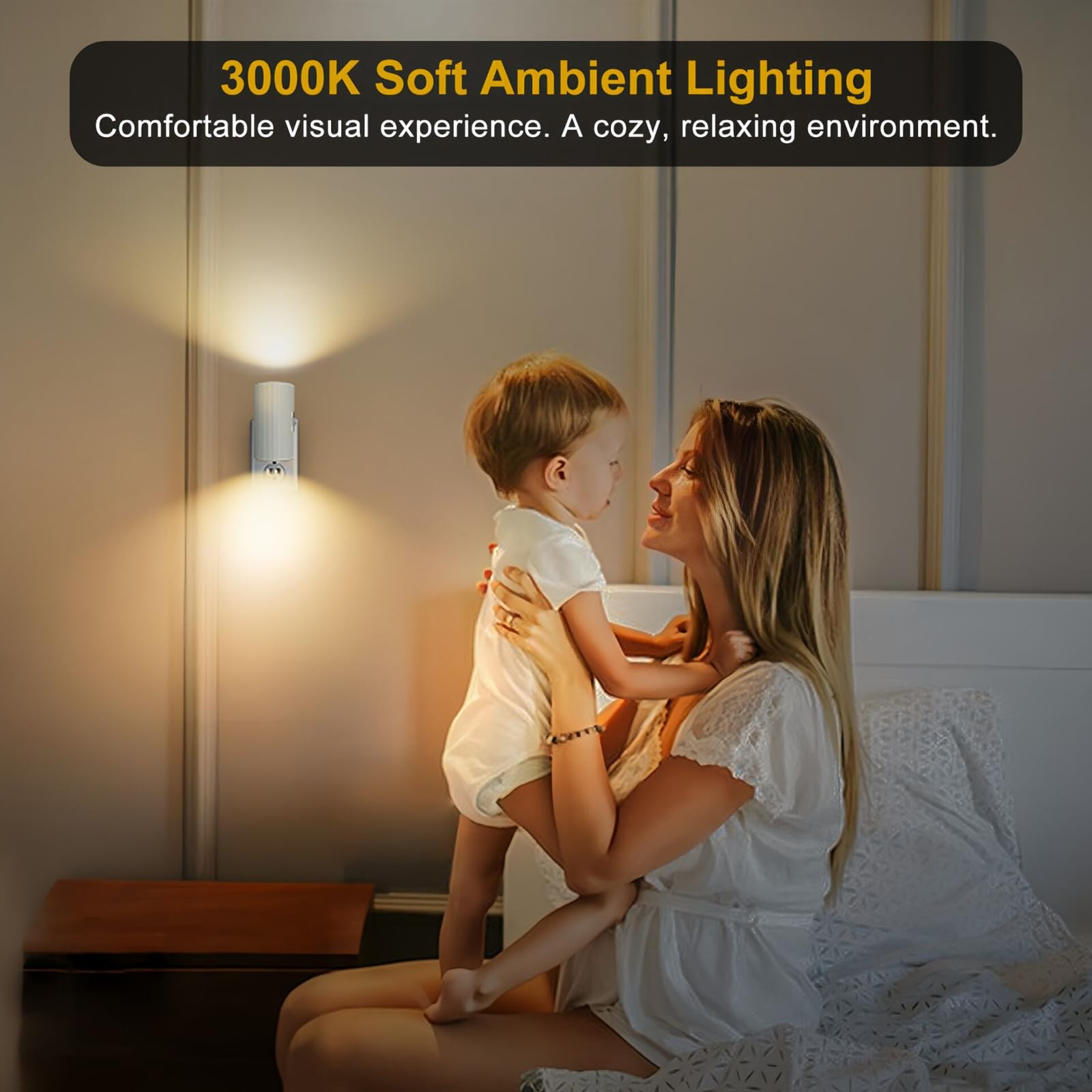 LED Night Lights - Sensor Dusk To Dawn, 0-100 LM Dimmable, Soft White, Modern...