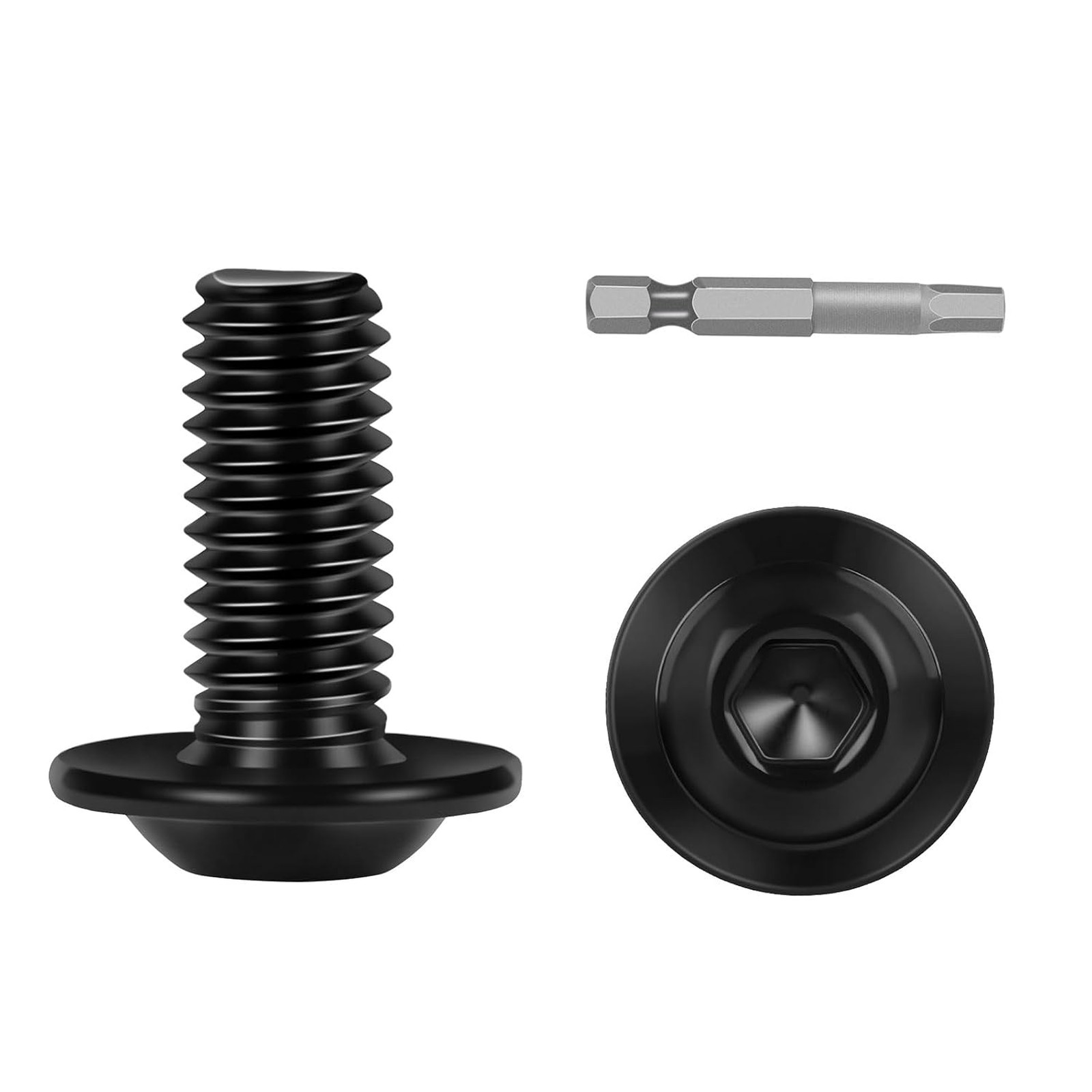 20 Piece M8 1.25 x 16mm Flange Button Head Screws Black Stainless Steel Auto