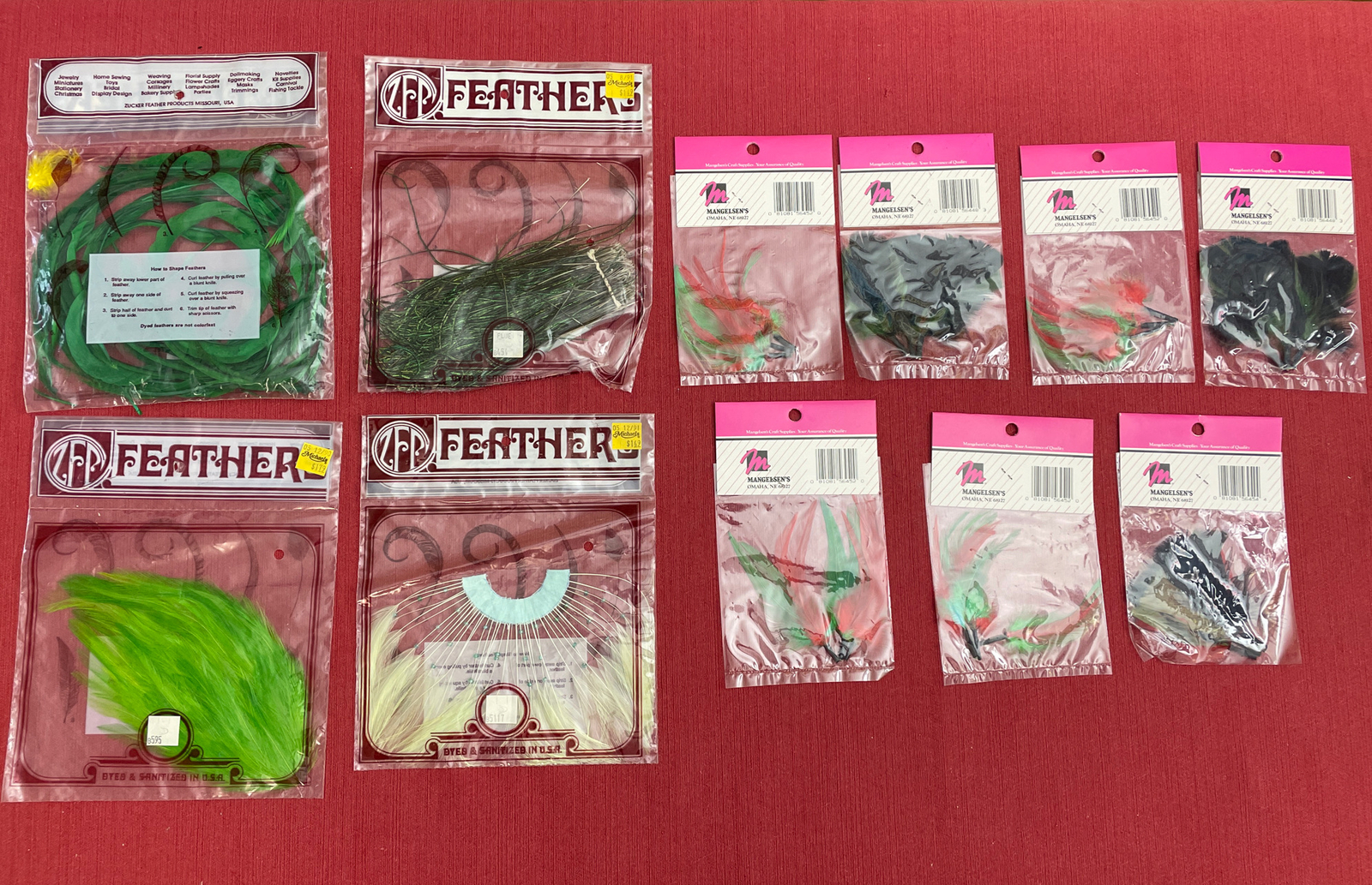11 packs of Fly Fishing Feathers by Mangelsens and Zuckers