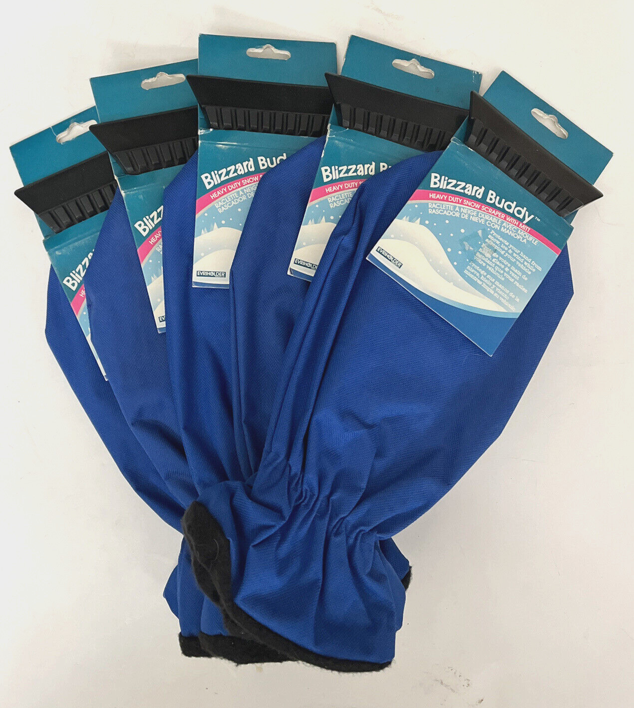 Blizzard Buddy Heavy Duty Ice Snow Scraper Mitt Nylon/Fleece ~ Lot of 5 ~ NEW